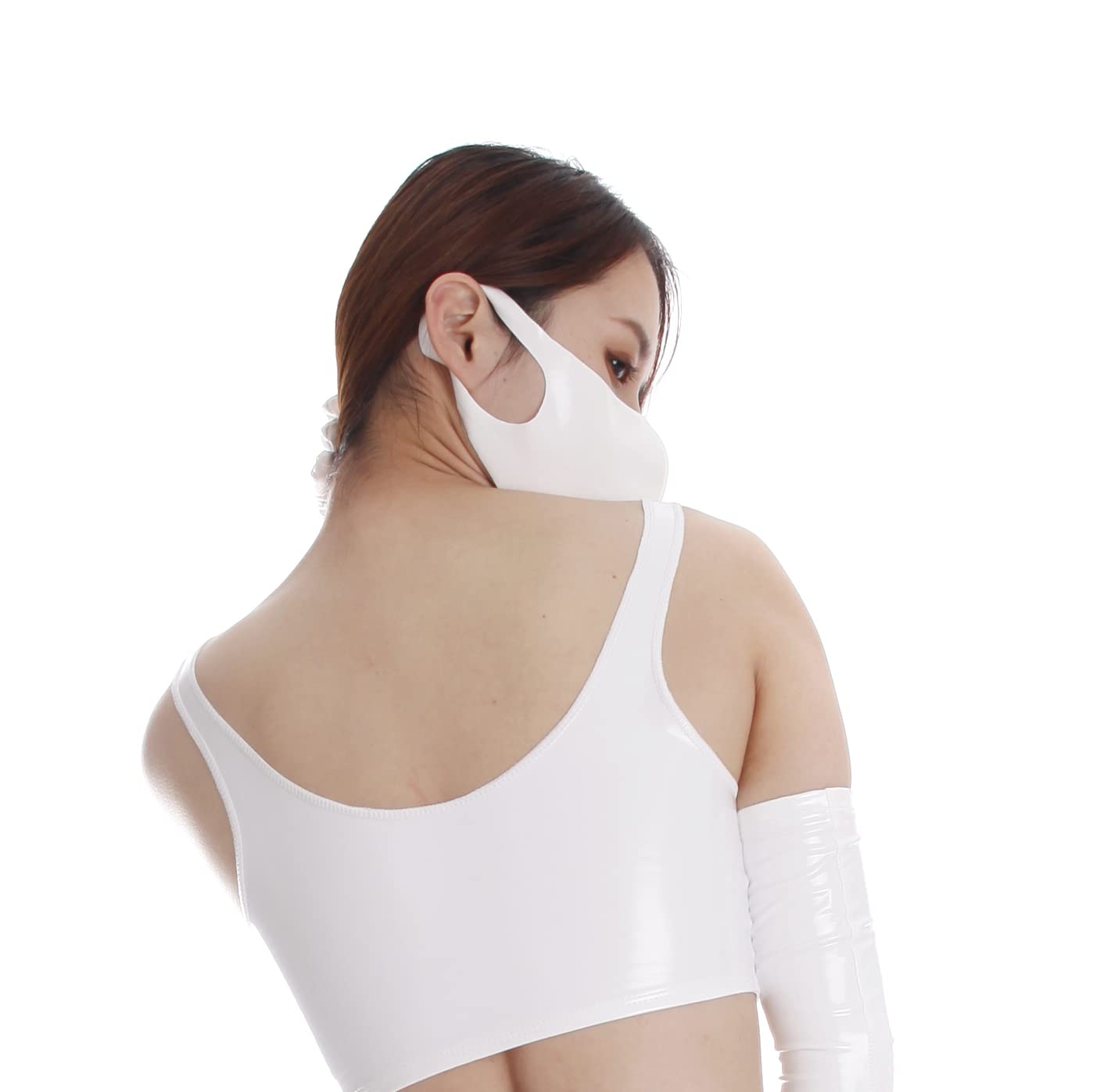 BDSM Breath Control Face Mask - Latex & Leather Sex Play Mask for Women & Men - Shiny Adult Fetish Gear for Role Play & Sensual Exploration