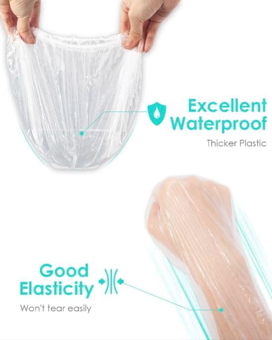 50Pcs Disposable Shower Caps - Large Thick Waterproof Hair Spa Caps for Women & Travel | Clear Plastic Bath Caps for Salon, Hotel & Home Use
