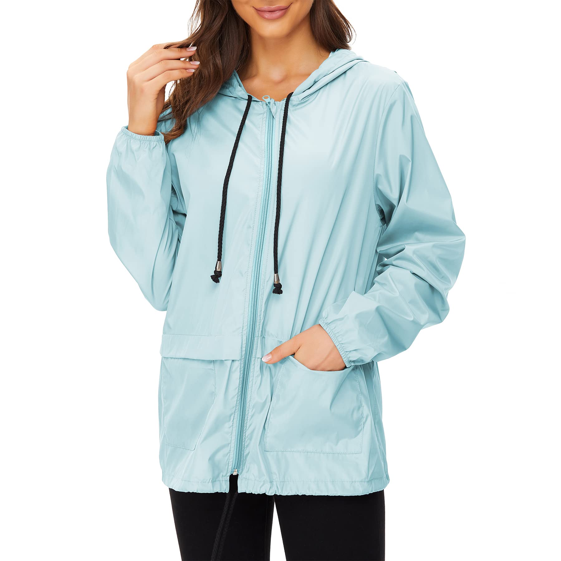 Zando Lightweight Waterproof Rain Jacket for Women - Packable Travel Raincoat with Hood, Plus Size Options | Perfect for Hiking, Commuting & Outdoor Activities