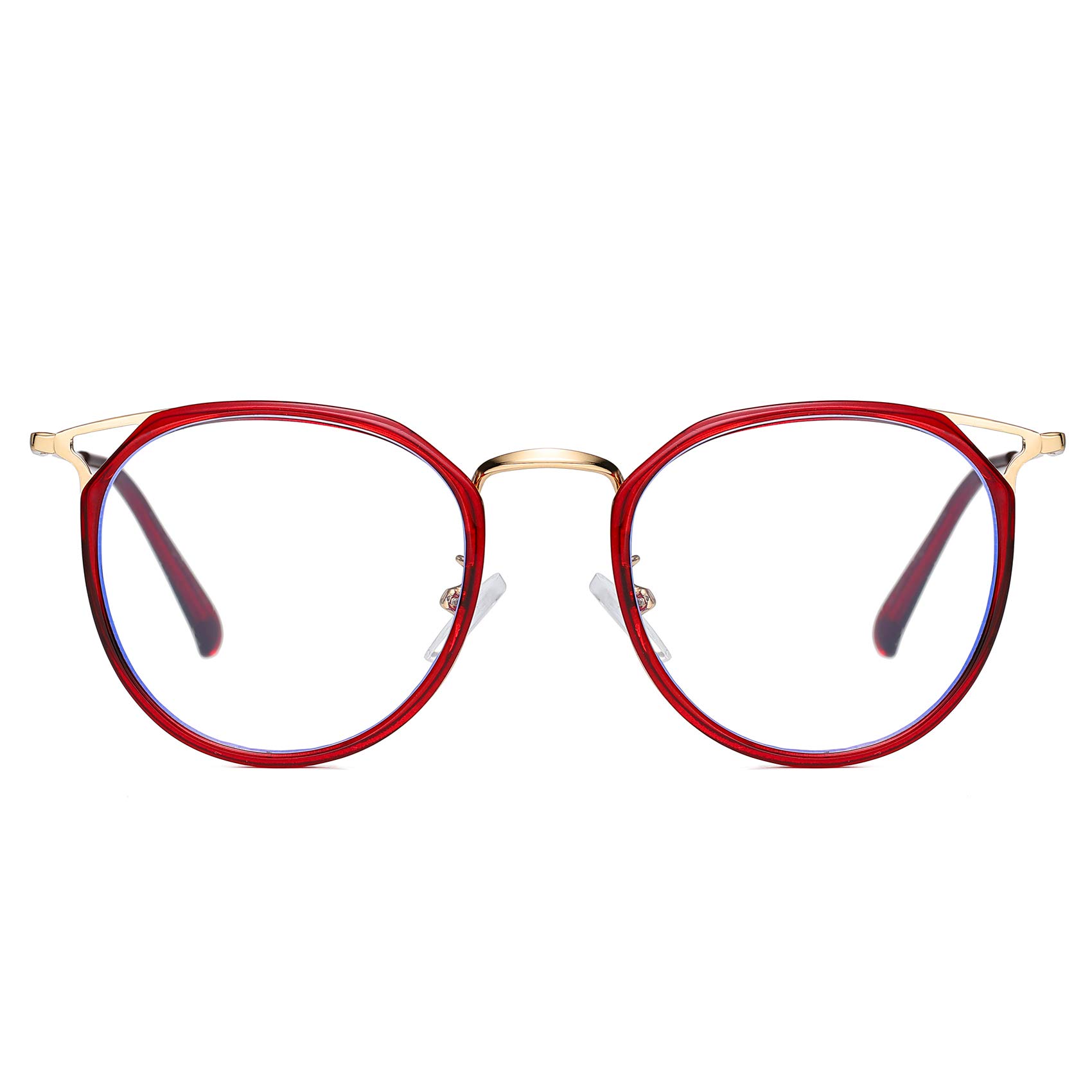 DUCO Blue Light Blocking Glasses for Women & Men - Retro Round Computer Eyeglasses for Office & Gaming