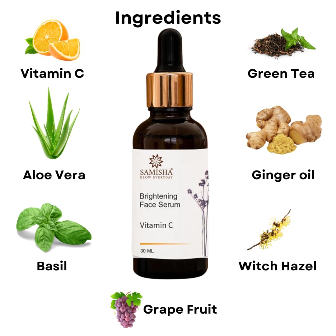 Organic Vitamin C Face Serum for Glowing & Brightening Skin - Anti-Aging, Dark Spot & Pigmentation Treatment - Daily Facial Serum for Women | Perfect for Morning/Night Skincare Routine & Travel Essentials
