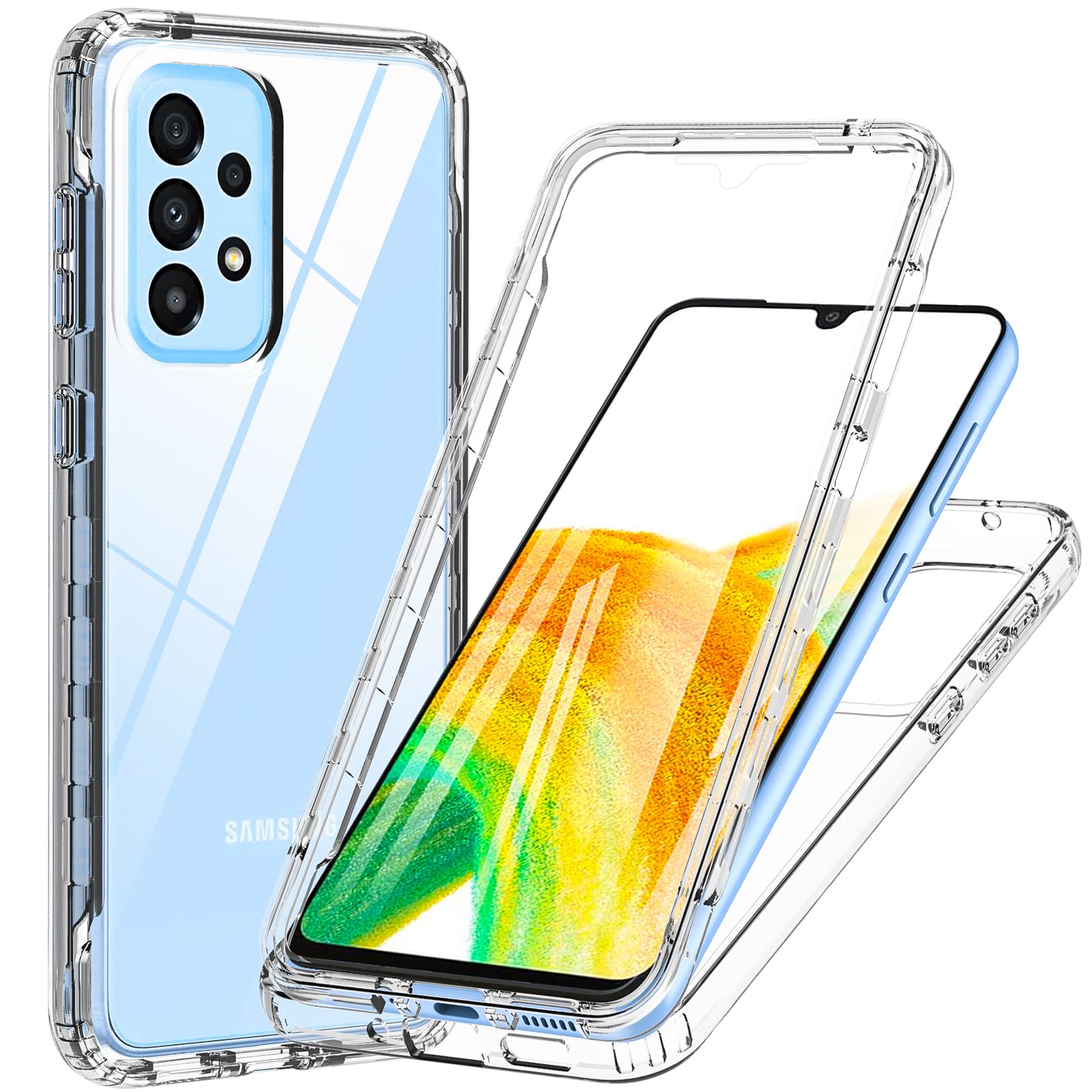 Premium 360° Full Body Shockproof Case for Samsung Galaxy A33 5G - Built-in Screen Protector, TPU Silicone Bumper & Anti-Scratch Cover (Clear) | Perfect for Daily Protection, Outdoor Activities & Work Commutes