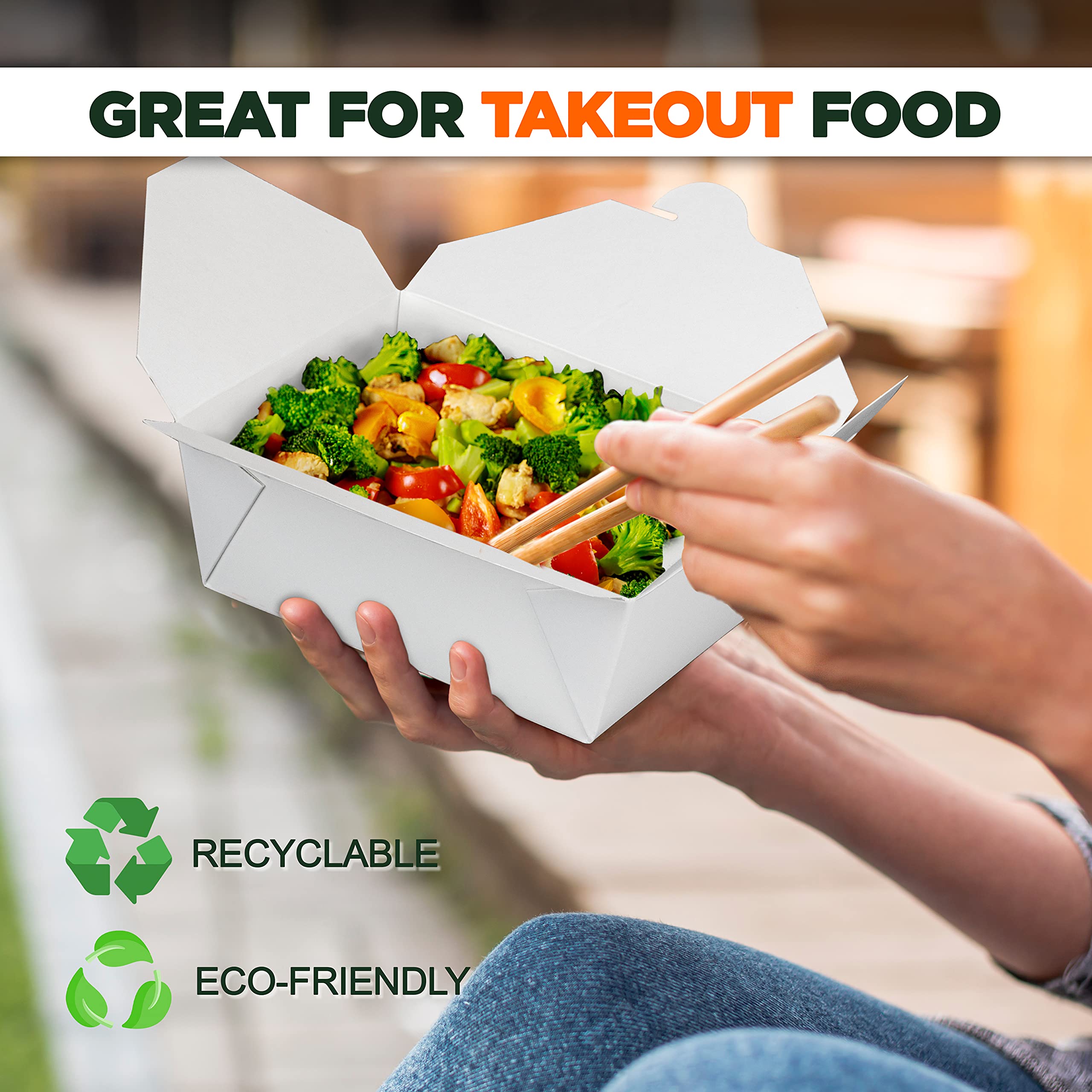 300 Pack 48 oz Disposable Paper Takeout Containers - 6.8