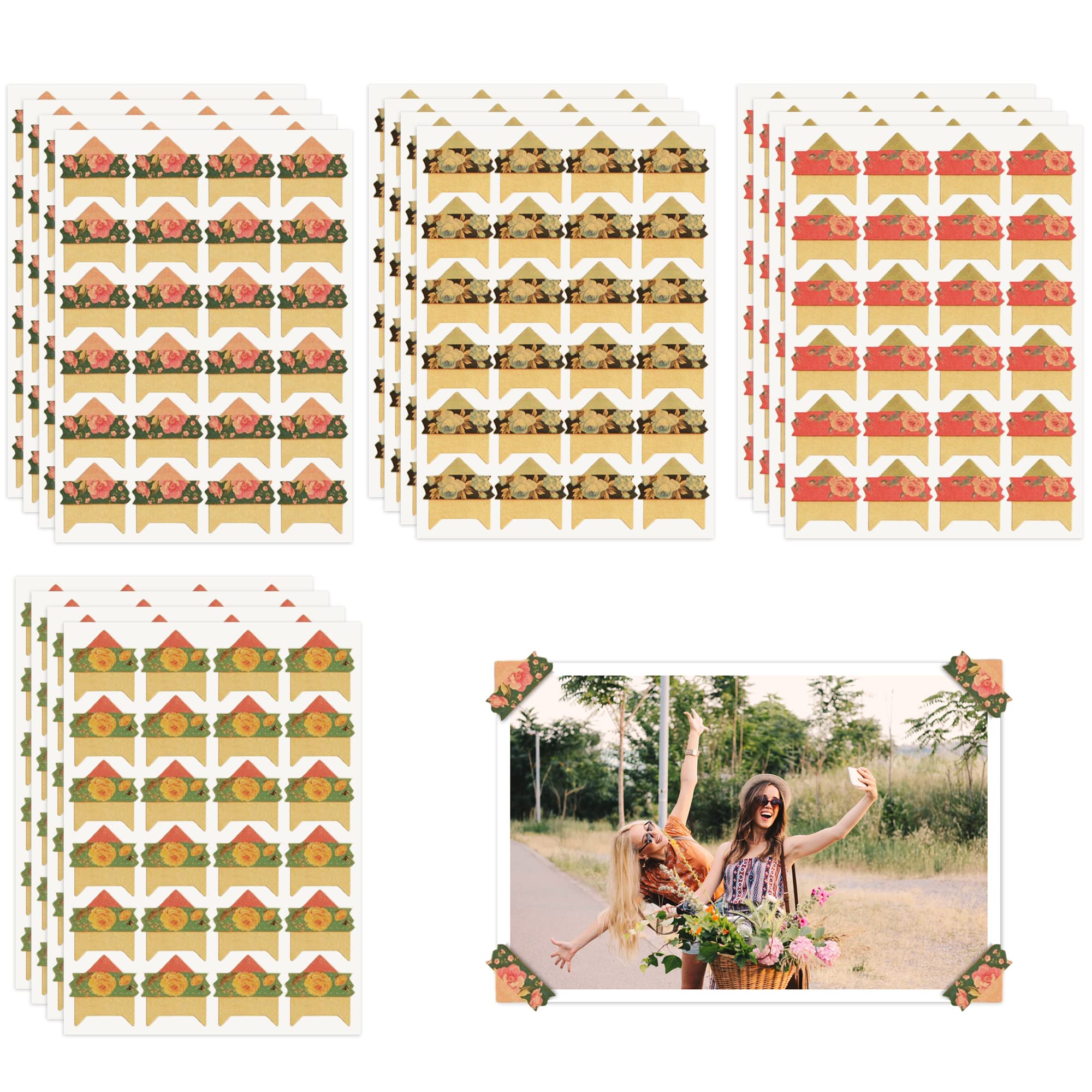 384 Pcs Vintage Self-Adhesive Photo Corners - Kraft Paper Picture Mounting Stickers for Scrapbooking, Journals & DIY Albums - Perfect for Memory Books, Wedding Albums & Photo Displays