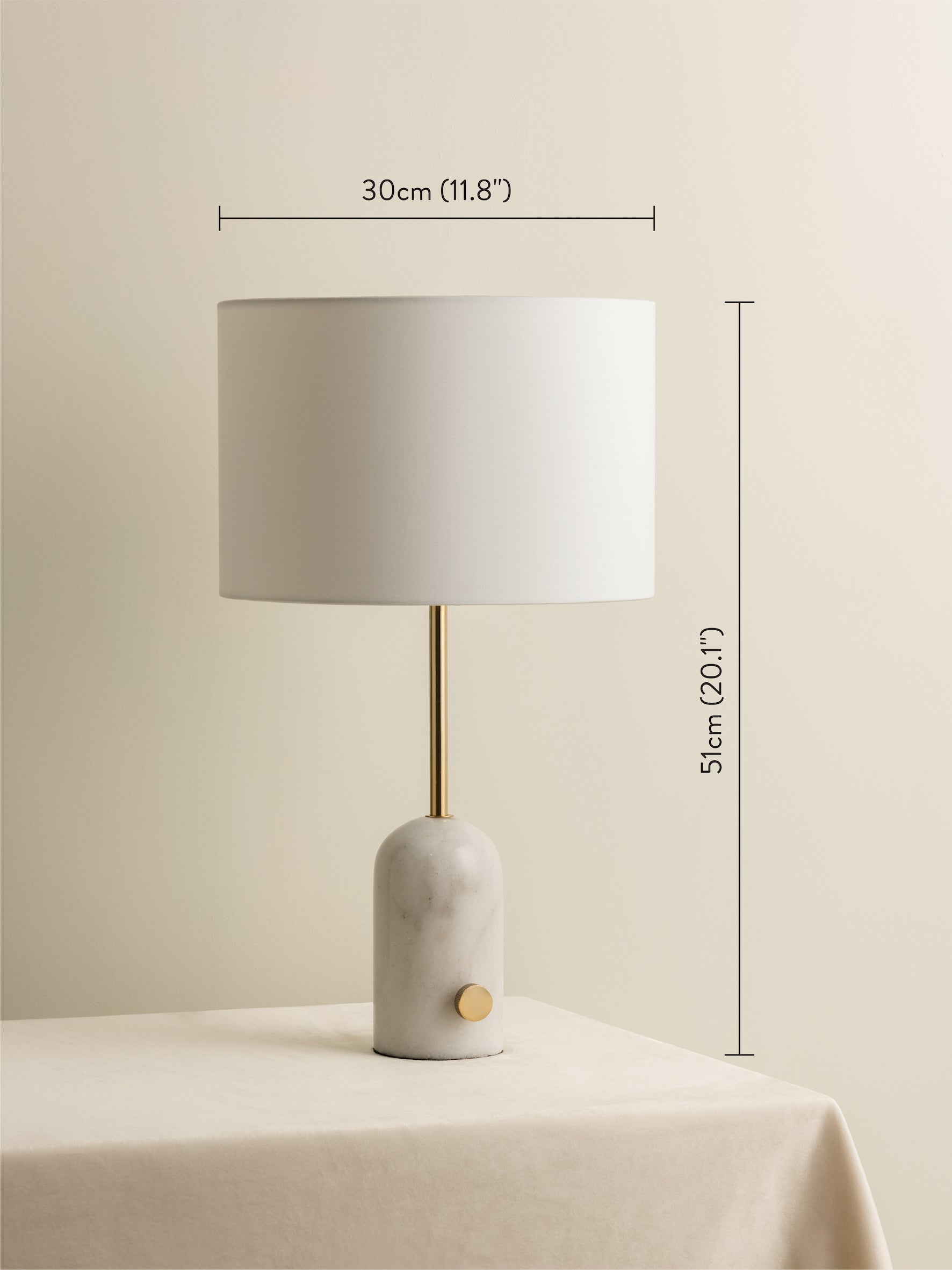Penn White Marble and Brass Table Lamp - Elegant Modern Desk Lamp for Home Office, Living Room, Bedroom, and Study Decor