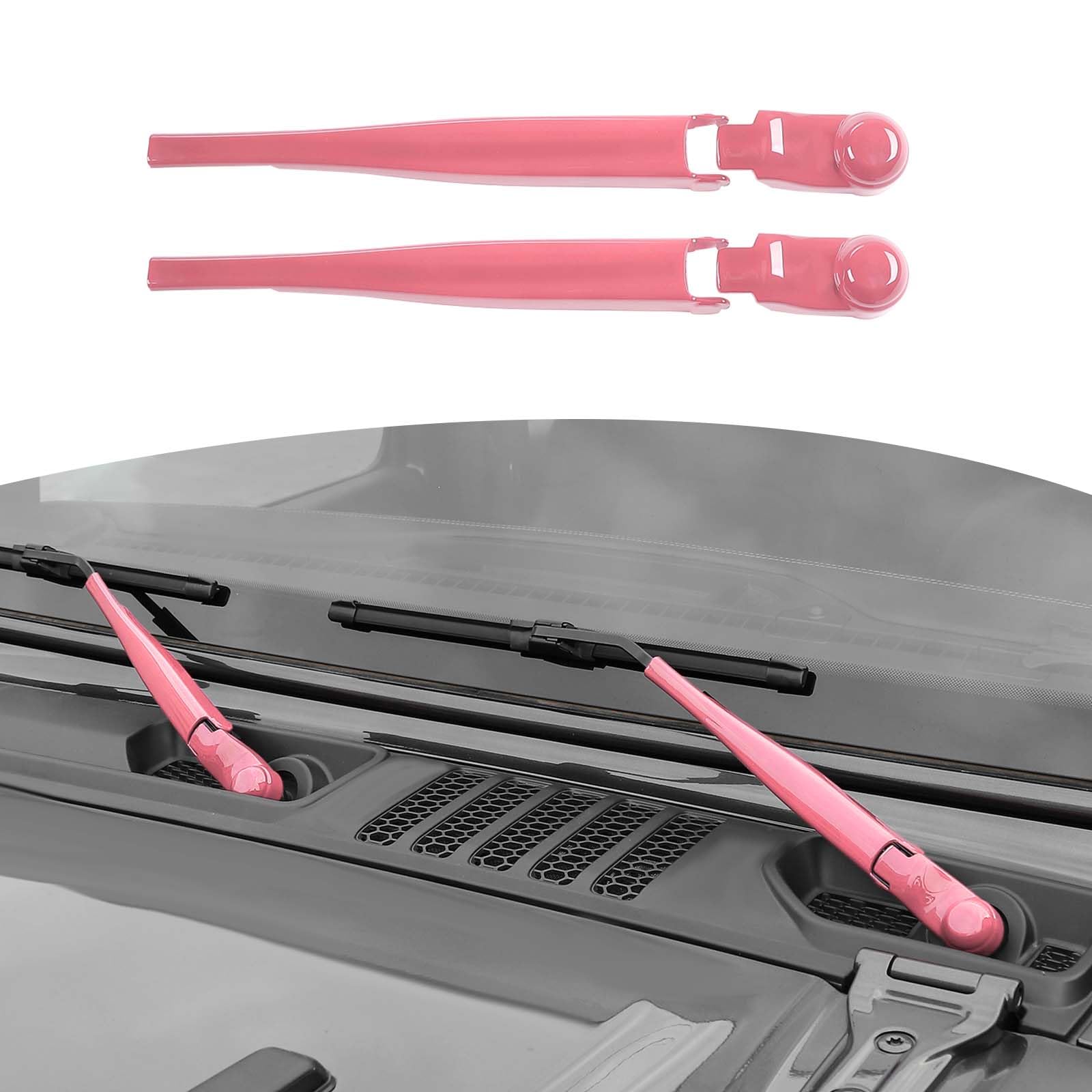Jeep JL Windshield Wiper Arm Cover Trim Cowls - Compatible with Jeep Wrangler JL & Gladiator JT 2018-2023 - Pink Exterior Accessories (2-Pack) - Durable Protection & Stylish Upgrade for Off-Road Adventures