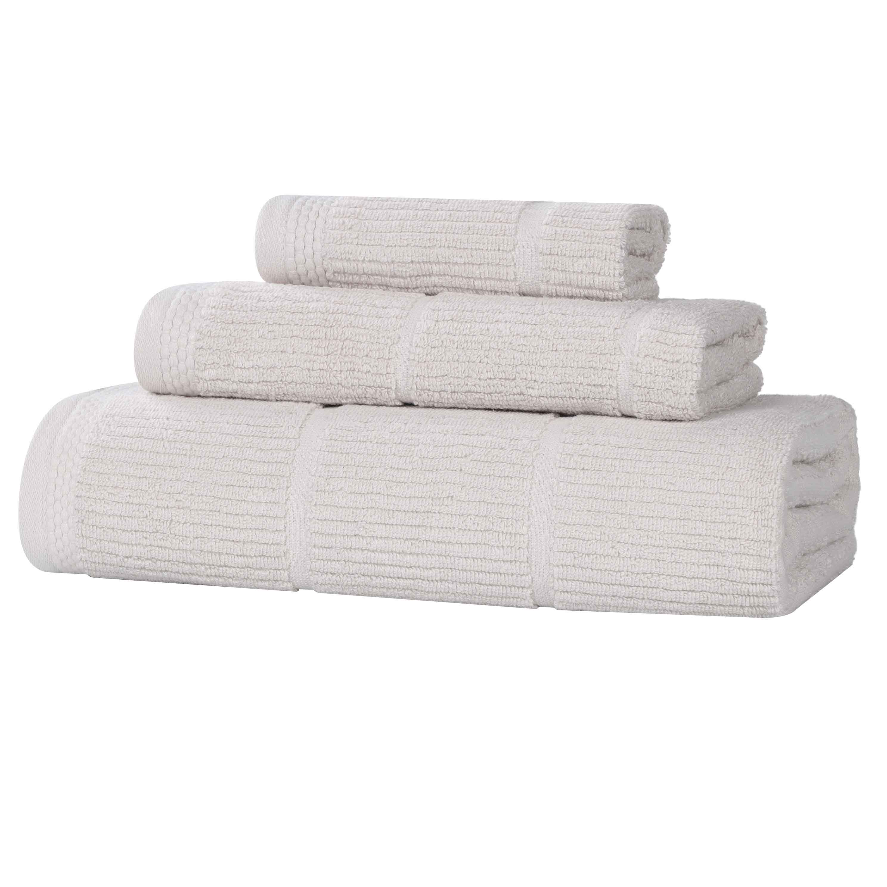 Milo Smart Twist Cotton 3-Piece Towel Set - Soft, Absorbent & Quick-Drying Bath Towels for Spa, Gym & Home Use - Solid Ribbed Design Luxury Bathroom Essentials