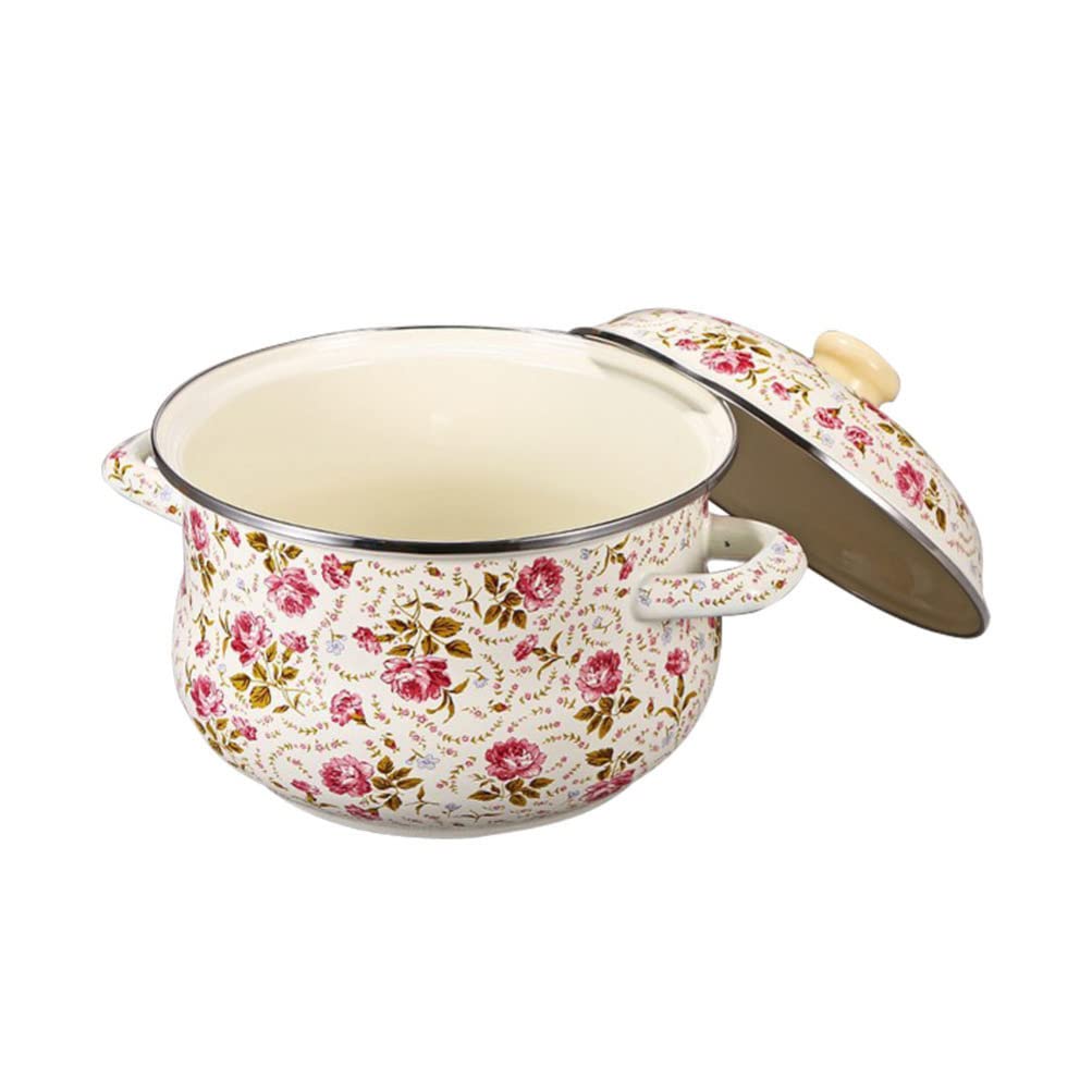 **YARDWE Enamel Stockpot with Lid - 5.5QT Thickened Nonstick Soup Pot, Sauce Pan for Cooking, Boiling, Stewing - Perfect for Home Kitchen, Camping & Outdoor Cooking**