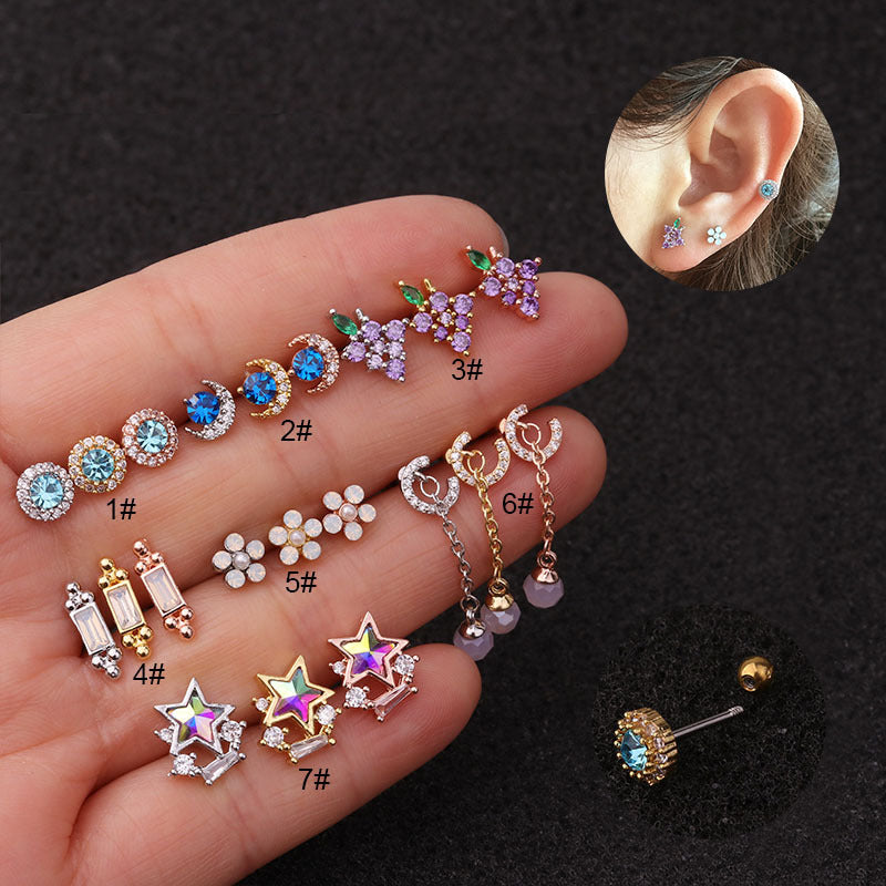 20G Grape Fruits Cartilage Dangle Stud Earrings for Women | Trendy Boho Jewelry Gift for Party, Wedding & Everyday Wear (HSPJ206)