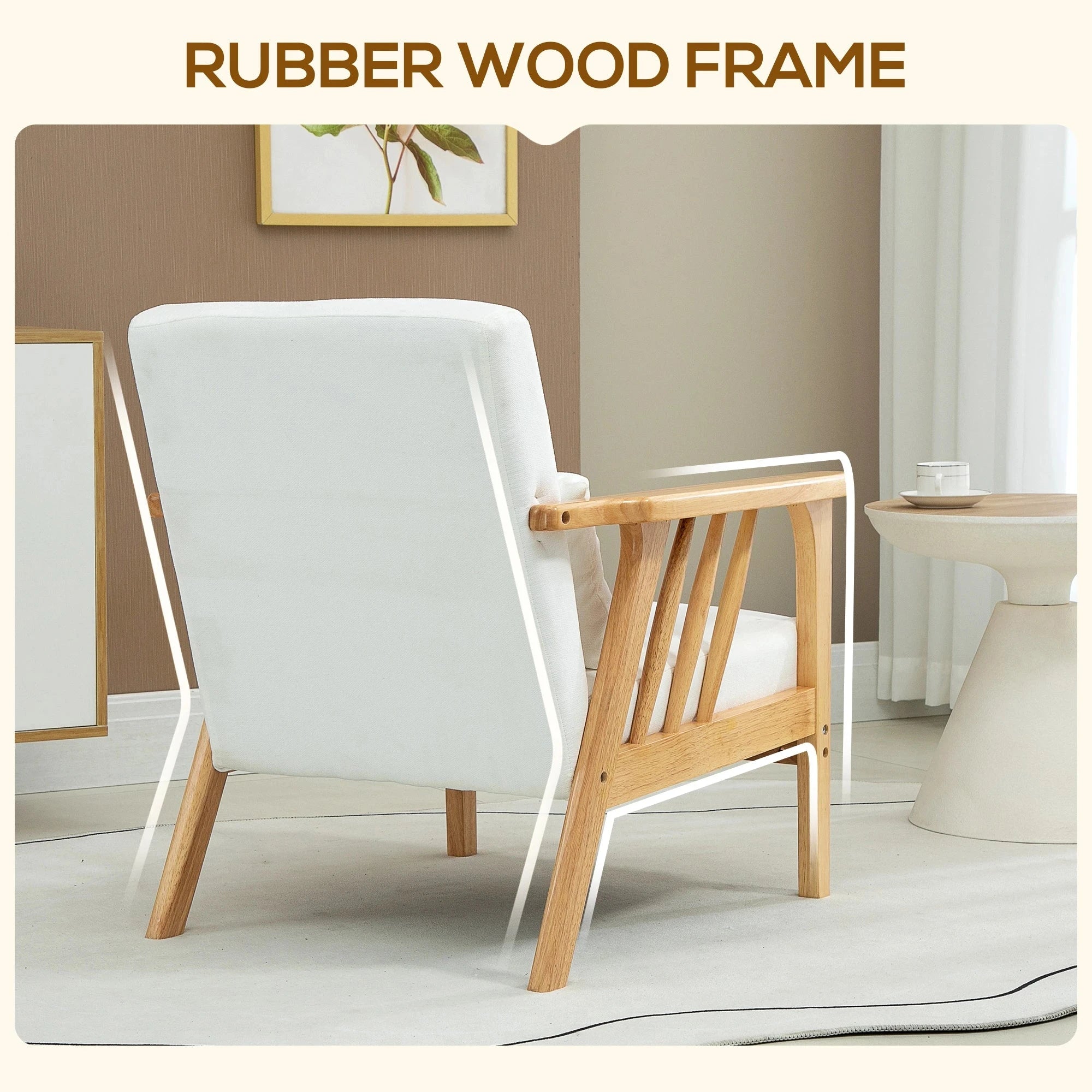 Premium Upholstered Lounge Chair with Sturdy Rubber Wood Frame - Includes Throw Pillows & Comfortable Cushion - 2 Color Options - Perfect for Living Room, Bedroom or Office Relaxation