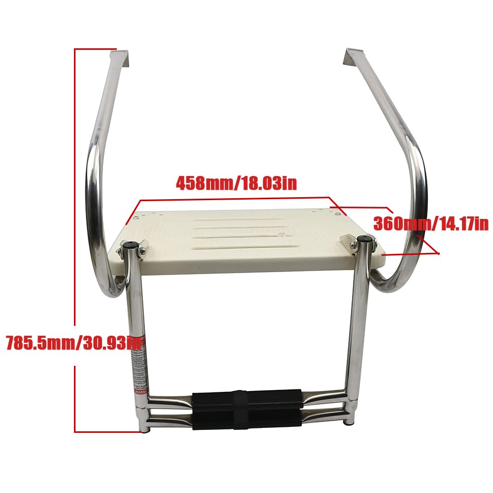 Premium Fiberglass Swim Platform with Stainless Steel Telescoping Ladder & 2 Handrails - Heavy Duty Marine Boat Accessory for Easy Boarding, Swimming & Water Sports