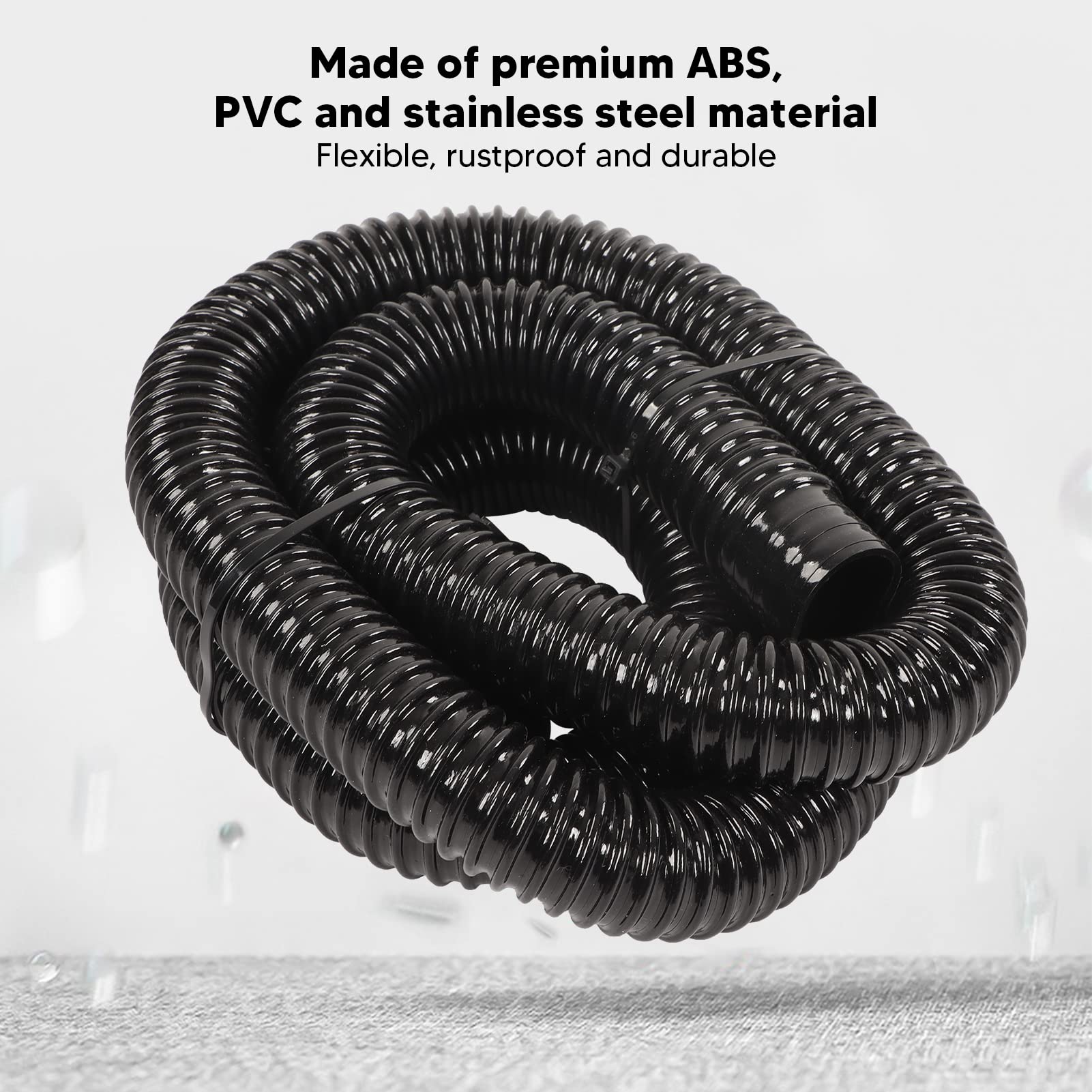 Bediffer 1-1/8 Inch Diameter 5ft Heavy Duty Flexible PVC Bilge Pump Hose Kit for Boats - Marine Plumbing, Water Drainage & Emergency Use