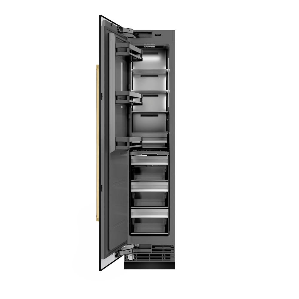 ZLINE Autograph Edition 18 Inch Left Hinge Column Freezer - 8.6 cu ft Black Stainless Steel with Graphite Gray Interior & Gold Accents (RCFVLZ BS 18 G) - Perfect for Home Kitchen, Basement or Garage Storage