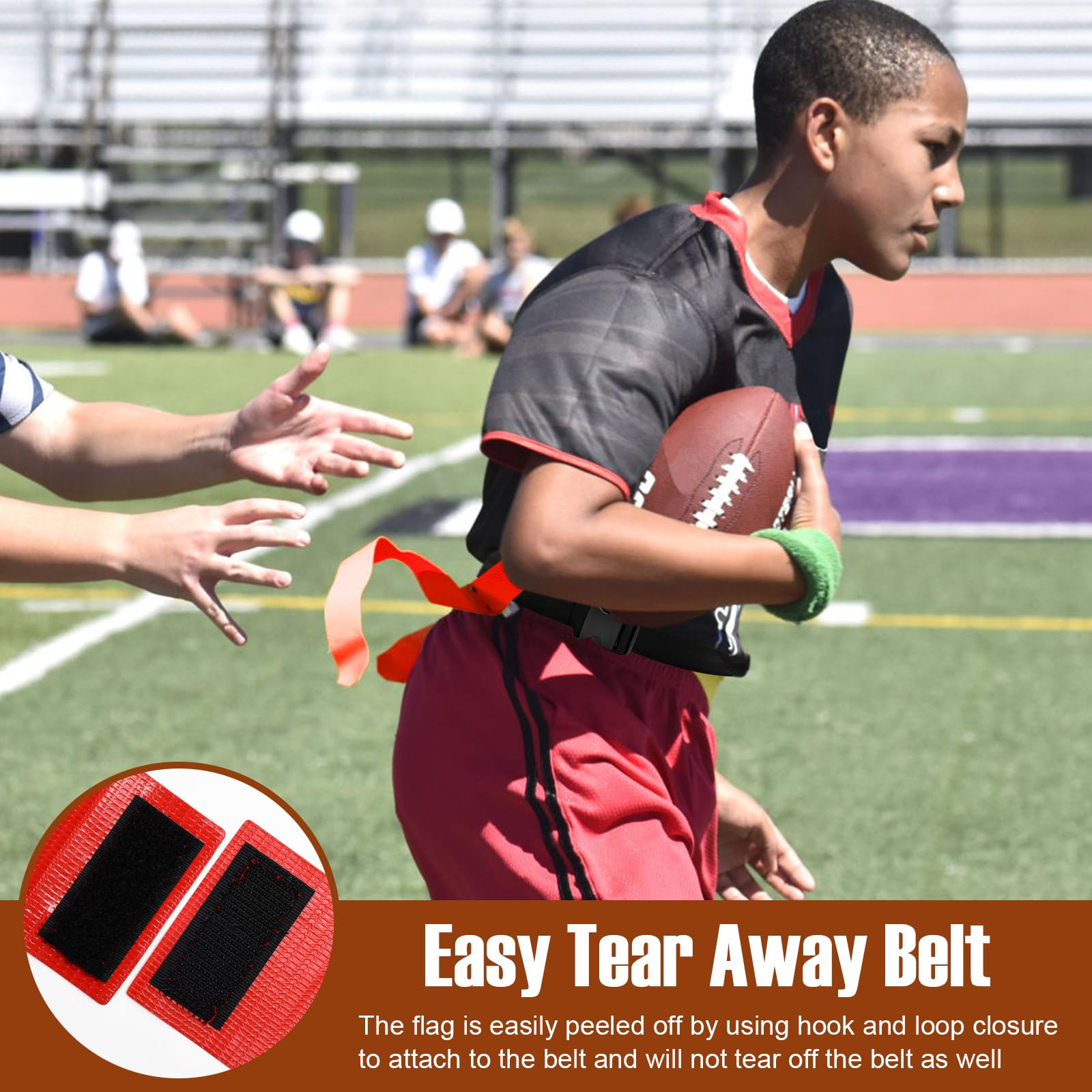 Flag Football Belts Set for 14 Players - Includes 14 Belts, 42 Flags, 12 Cones & Storage Bag - Youth & Adult Football Training Equipment - Perfect for Team Practice, PE Class and Backyard Games