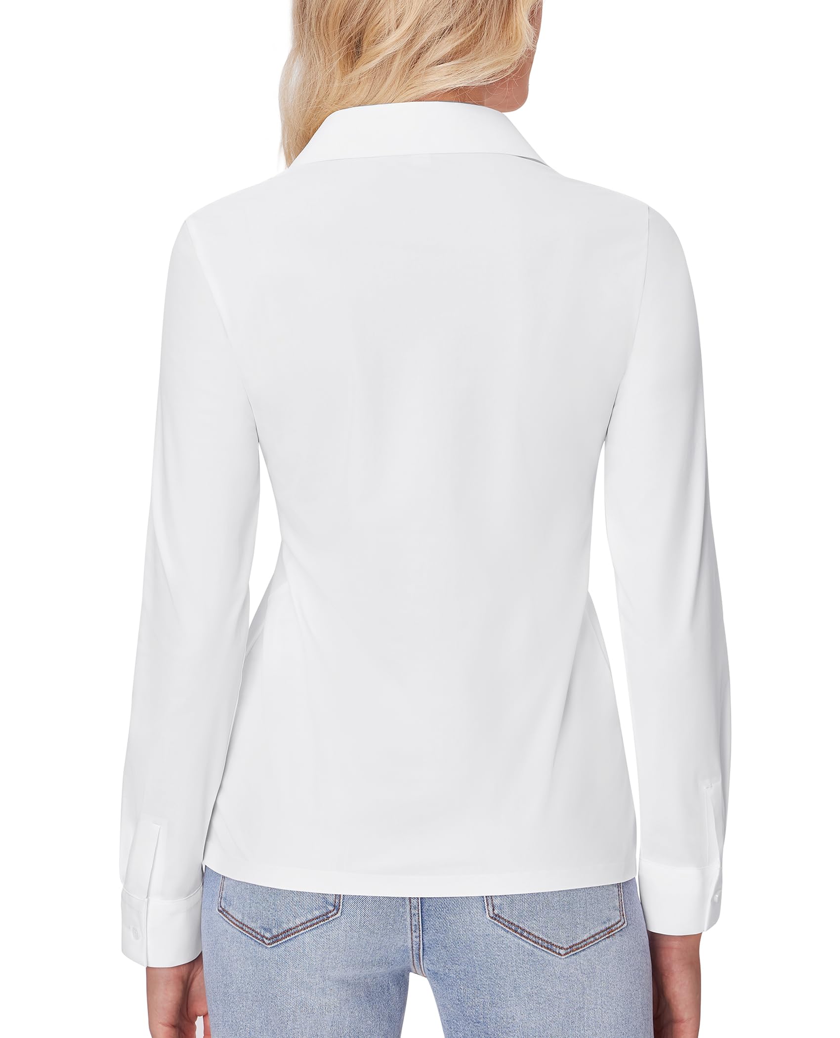 Siliteelon Women's Slim Fit Long Sleeve Stretch Button Down Shirt - Wrinkle Free Office Blouse & Professional Work Shirt - Perfect for Business Meetings, Office Wear & Formal Occasions