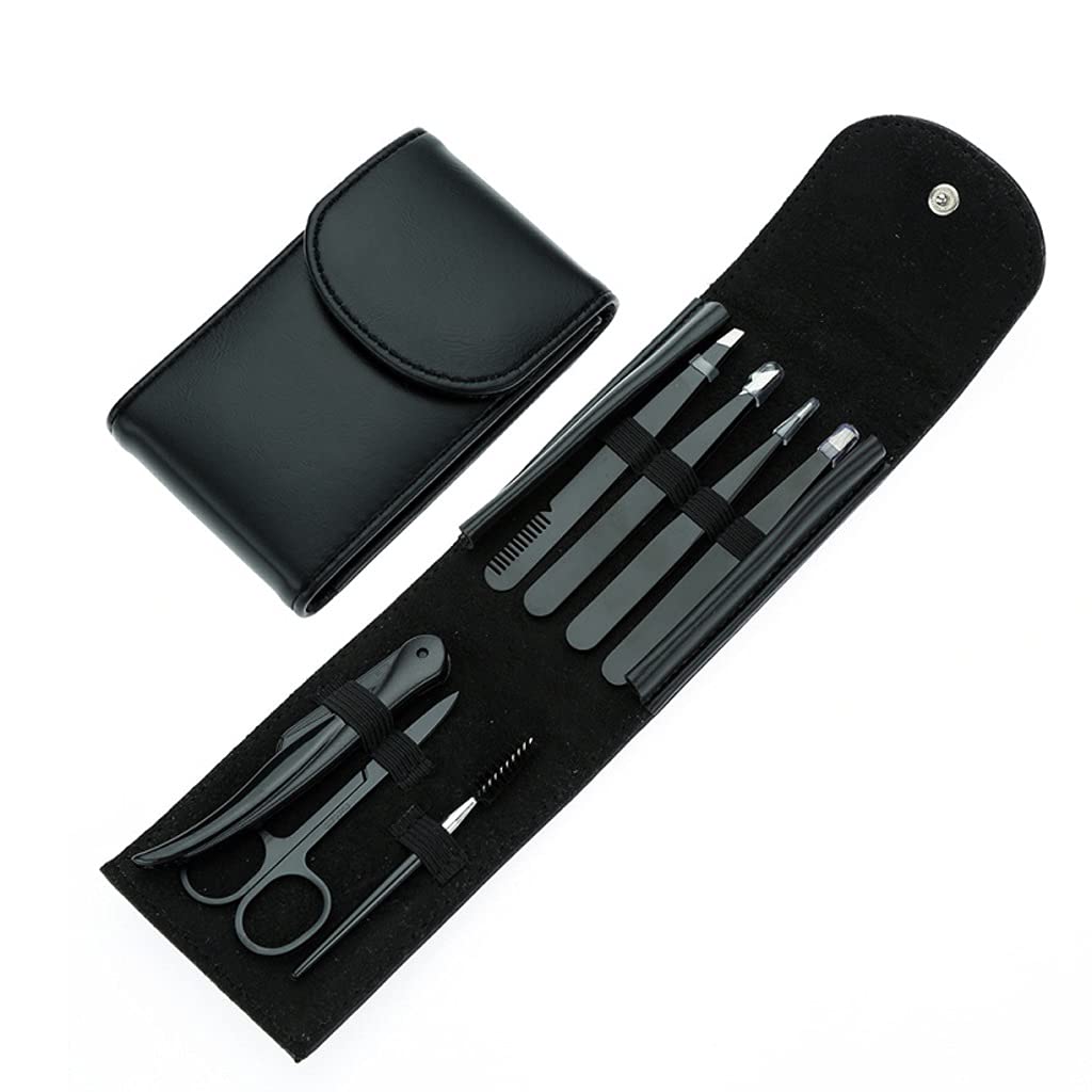 7-Piece Stainless Steel Eyebrow Trimmer Set - Professional Eyebrow Tweezers, Scissors & Grooming Tools Kit for Perfect Eyebrow Shaping at Home or Salon