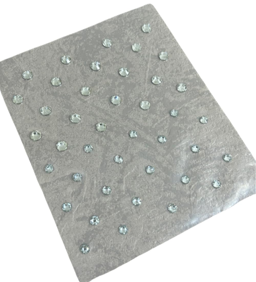 Silver Stone Stick-on Hair Accessories for Wedding & Special Events - Pack of 40 Self-Adhesive Hair Tattoos & Stickers (Silver) - Perfect for Bridal Hairstyles, Prom, Parties & Festive Occasions