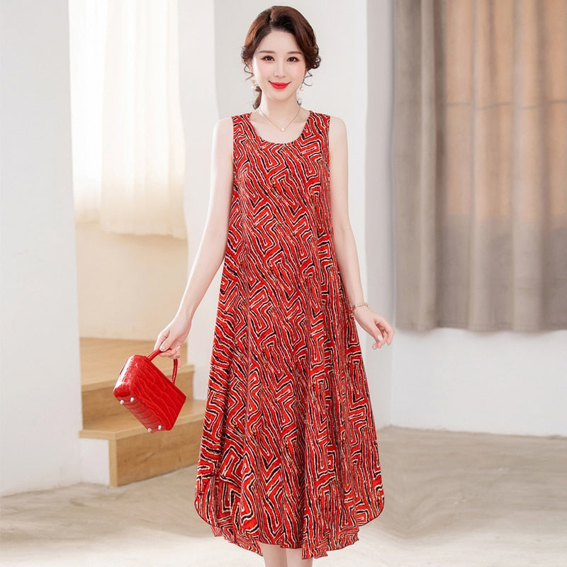 Vintage Floral Print Sleeveless Dress for Women - Summer Casual, Beach Party, and Date Night Outfit