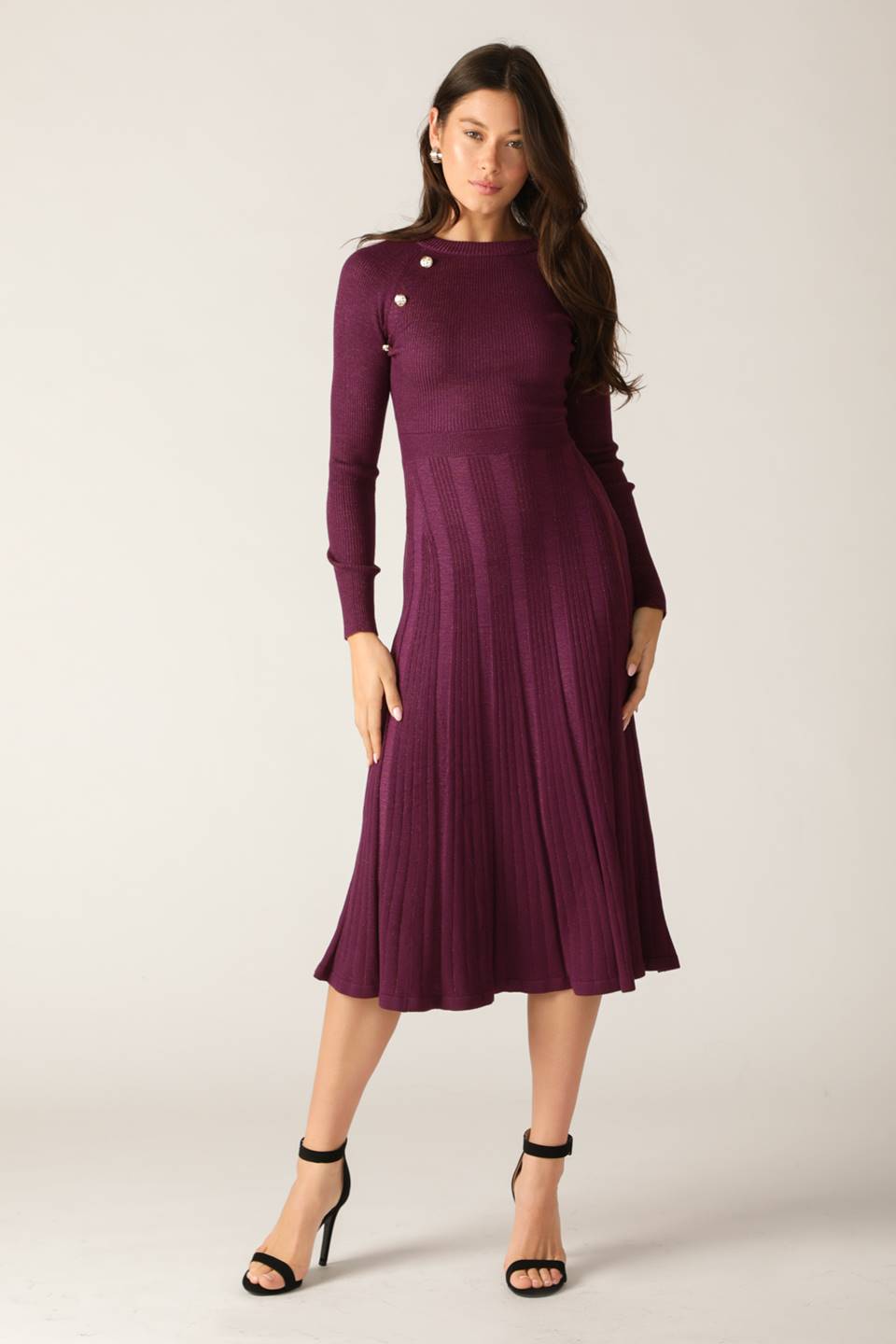 High Standards Women's Sweater Midi Dress - Soft Knit Long Sleeve Bodycon Outfit for Fall Winter Fashion, Office Wear & Casual Dates