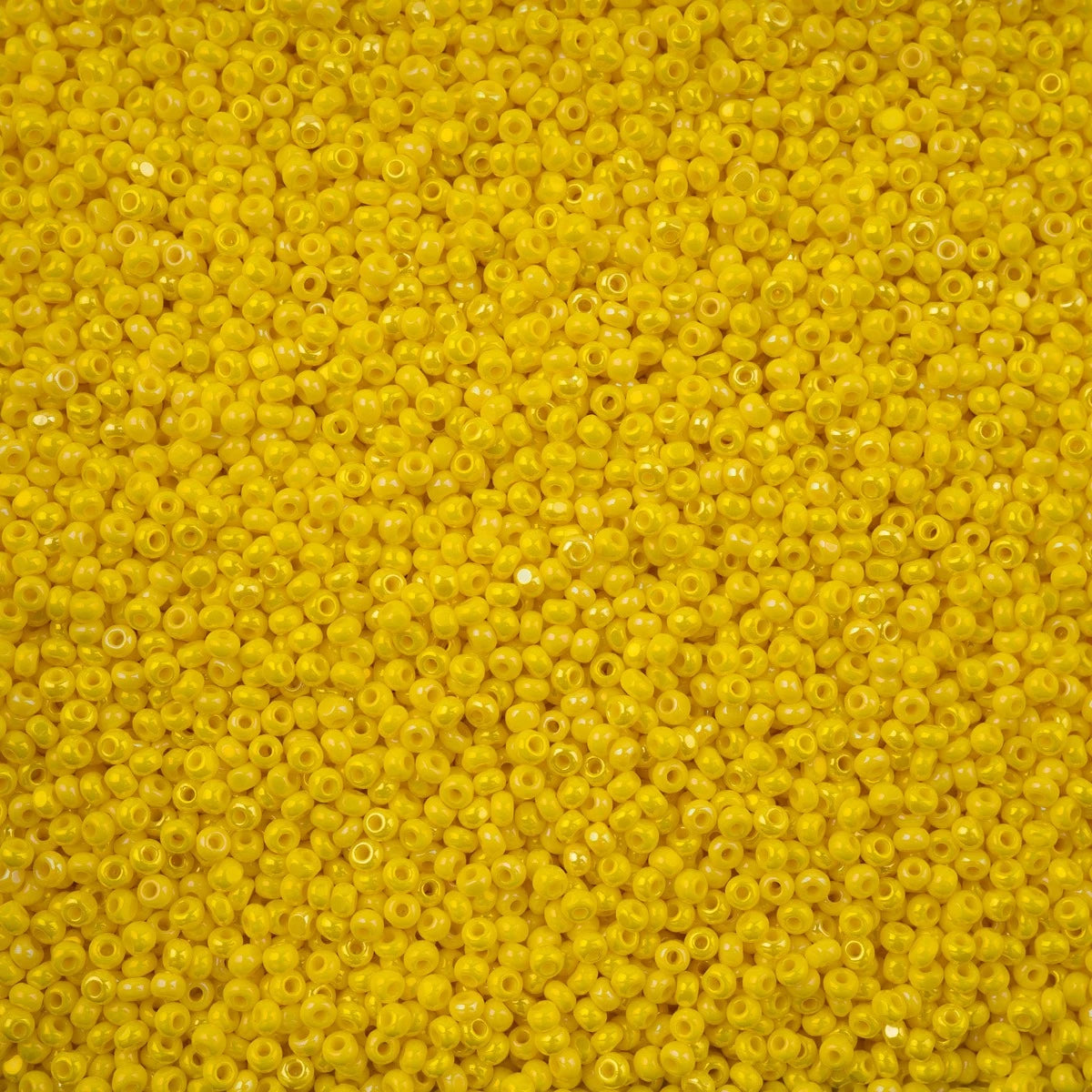 11/0 Czech Cut Seed Beads #37088 - Opaque Yellow Rainbow (13g) for Jewelry Making, DIY Crafts, and Beading Projects