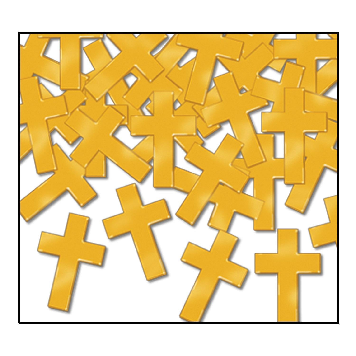 12 Pack Gold Confetti Crosses - 1 Oz per Pack - Party Decorations for Easter, Baptism & Religious Celebrations