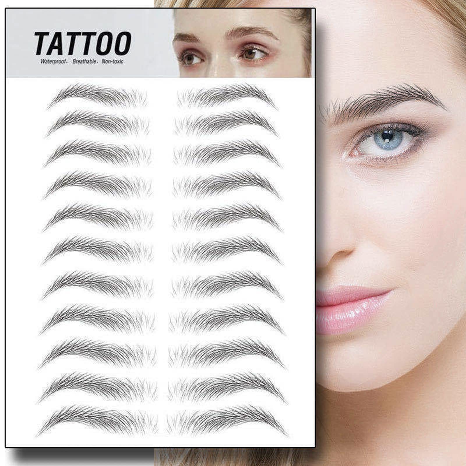 Nirbffo Waterproof Eyebrow Tattoo Stickers - 10 Sheets Natural Look for Daily Makeup