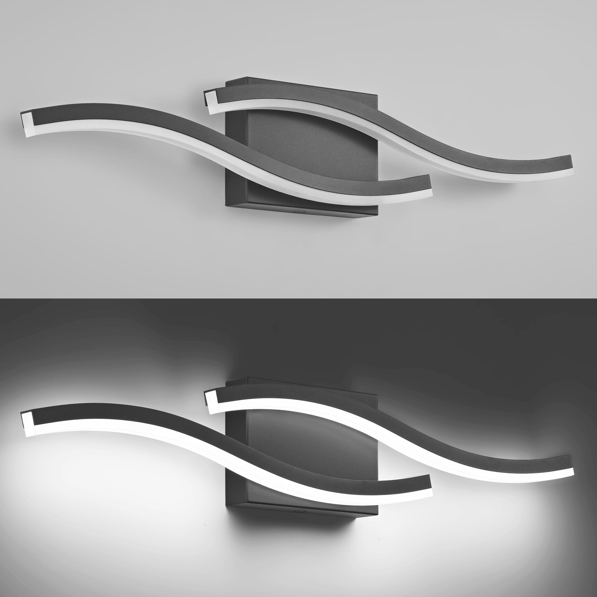 Dimmable Black LED Bathroom Vanity Light - 24in Mirror Lighting for Modern Bathrooms