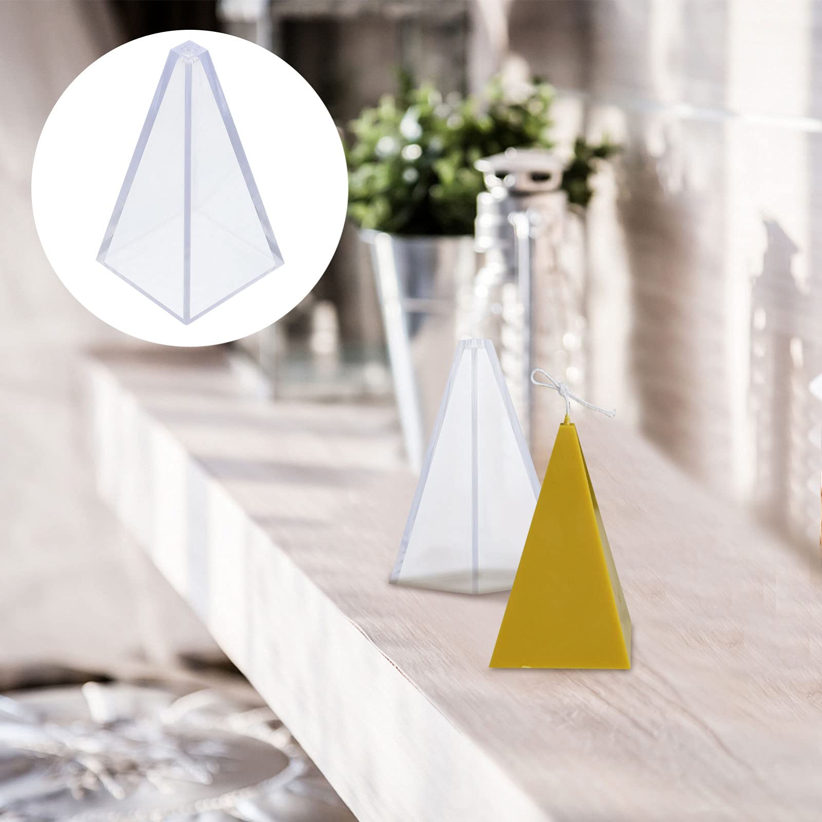 Healifty 11.2x6cm Pyramid Candle Molds - Geometric Plastic Resin Molds for DIY Pillar Candles, Soap Making, Beeswax & Epoxy Resin Casting - Perfect for Home Decor, Wedding Centerpieces & Aromatherapy Gifts