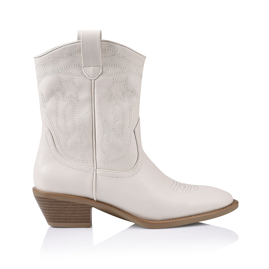 Authentic Howdy Cowboy Boots - Genuine Bone Smooth Leather Western Boots for Men & Women | Perfect for Country Dancing, Rodeos & Western Fashion