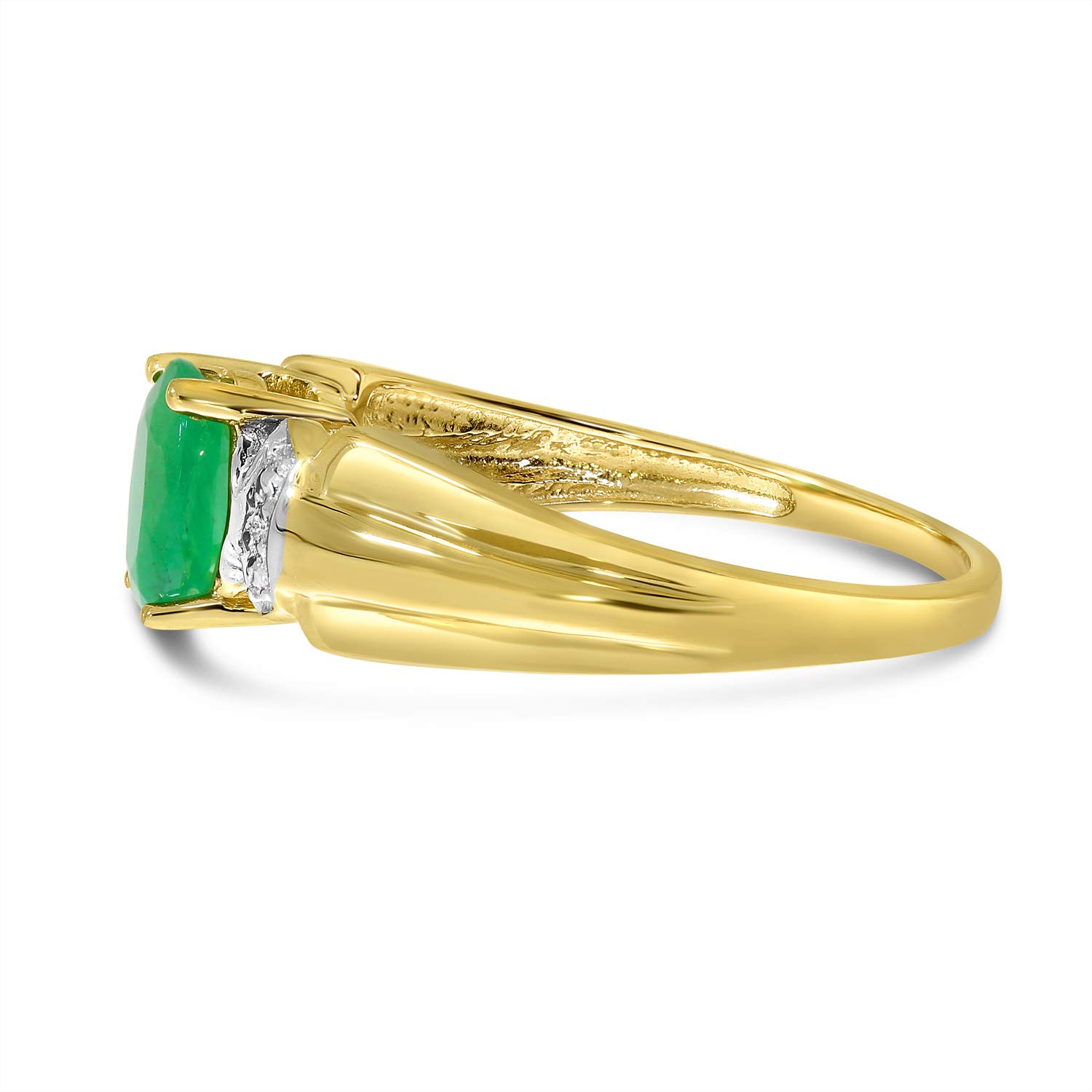 14K Yellow Gold Oval Emerald and Diamond Ring for Women - Elegant Engagement, Wedding, Anniversary Gift - Perfect for Special Occasions