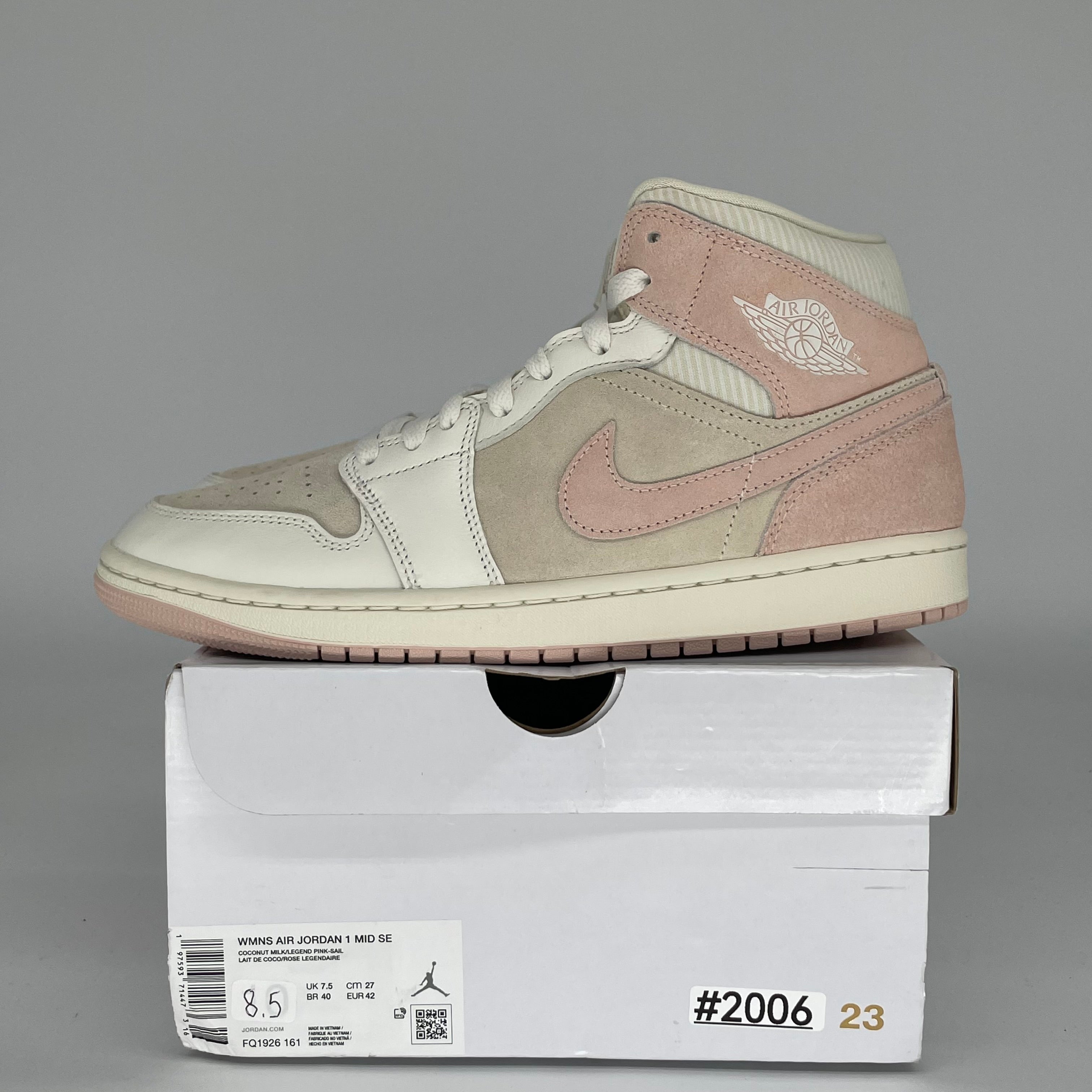 AIR JORDAN 1 MID SEERSUCKER Men's Basketball Shoes - Size 8.5 (FQ1926-161) - Perfect for Streetwear, Casual Wear & Sneaker Collectors