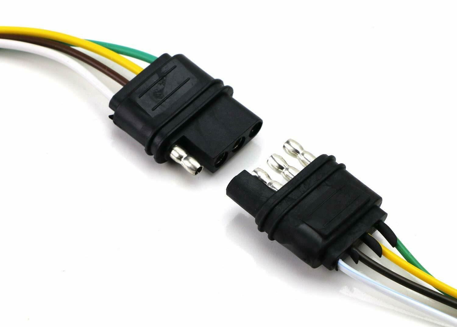 4 Way Flat Y Splitter Dual Plug Adapter for LED Tailgate Light Bar & Trailer Wiring - Heavy Duty 12V Connector for Truck, RV, Boat & Off-Road Vehicles