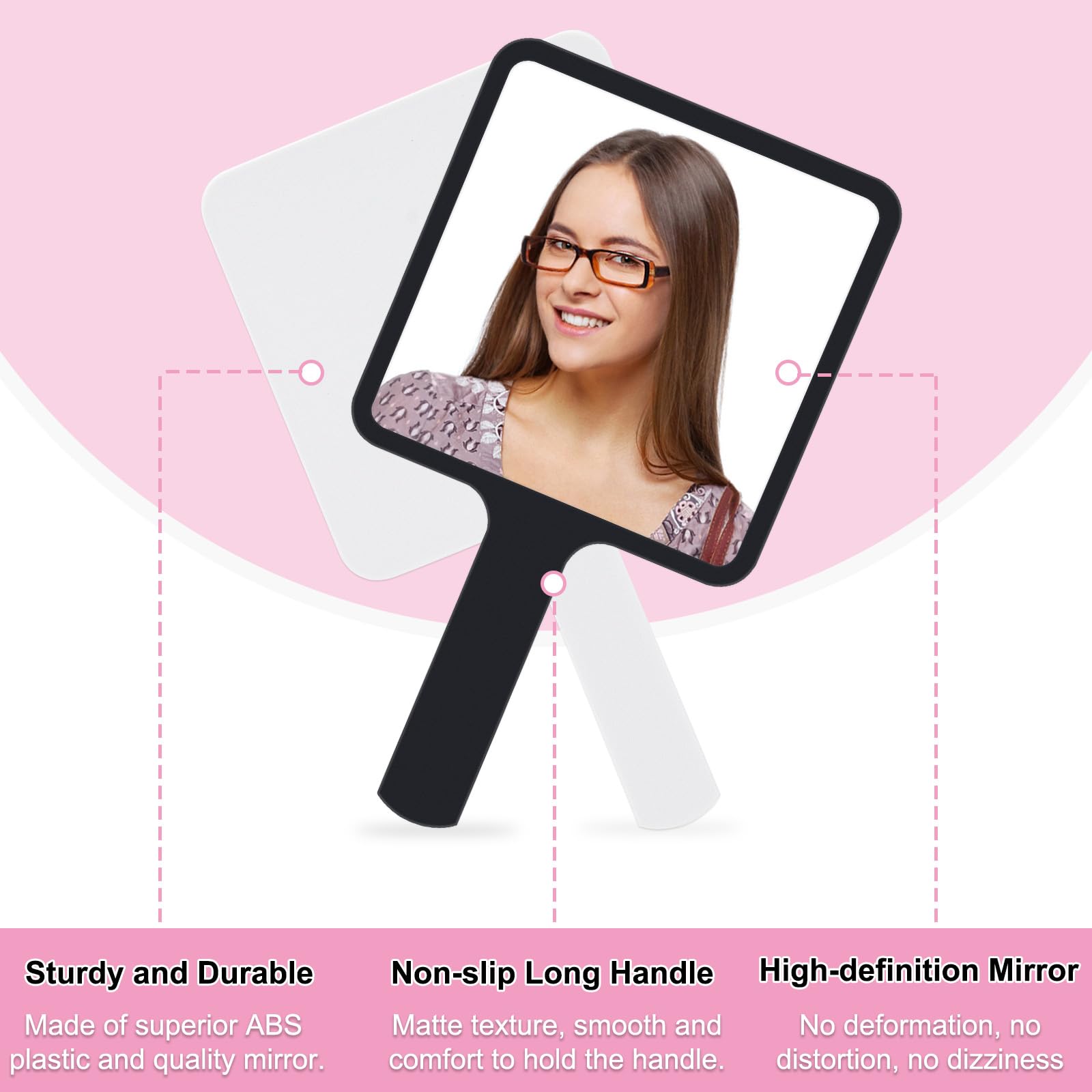 Portable Handheld Mirror 2 Pack - 6.3 x 3.5 Inch Compact Travel Mirror with Handle for Makeup, Shaving & Salon Use - Perfect for Home, Travel & Professional Beauty Kits