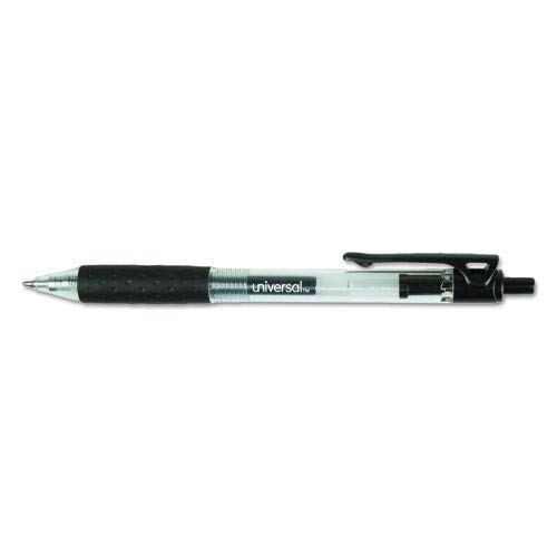 Universal One Comfort Grip Clear Retractable Gel Ink Roller Ball Pen - Black Ink, 0.7mm Tip, Pack of 12 - Smooth Writing for Office, School & Everyday Use