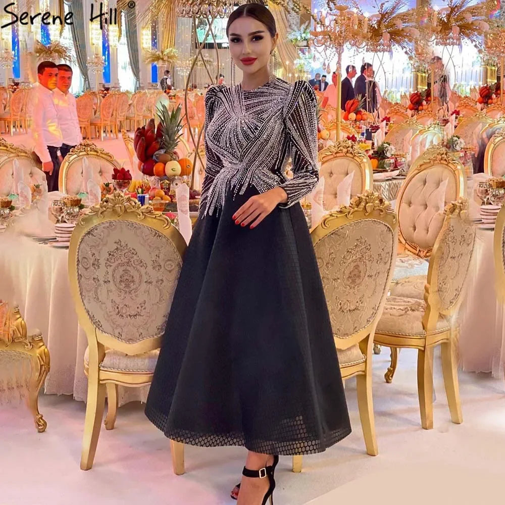 Elegant Black Muslim Evening Dress Long Sleeve LA71290 - Perfect for Special Occasions, Weddings & Formal Events