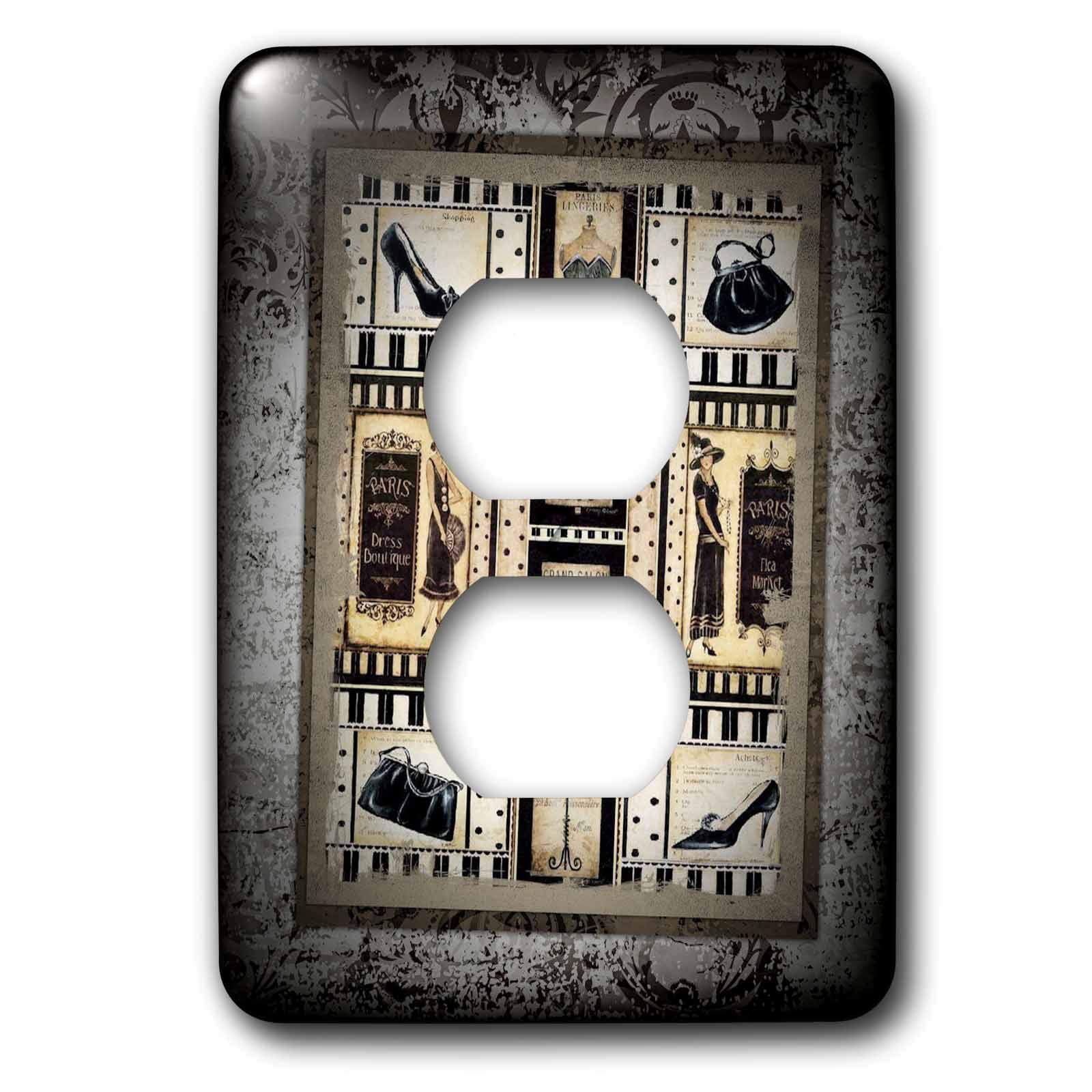 3D Rose Paris Vintage Style Two Plug Outlet Cover - Decorative Electrical Outlet Cover for Home, Office & Nursery Safety (Set of 6) | Perfect for Baby Proofing & Wall Decor
