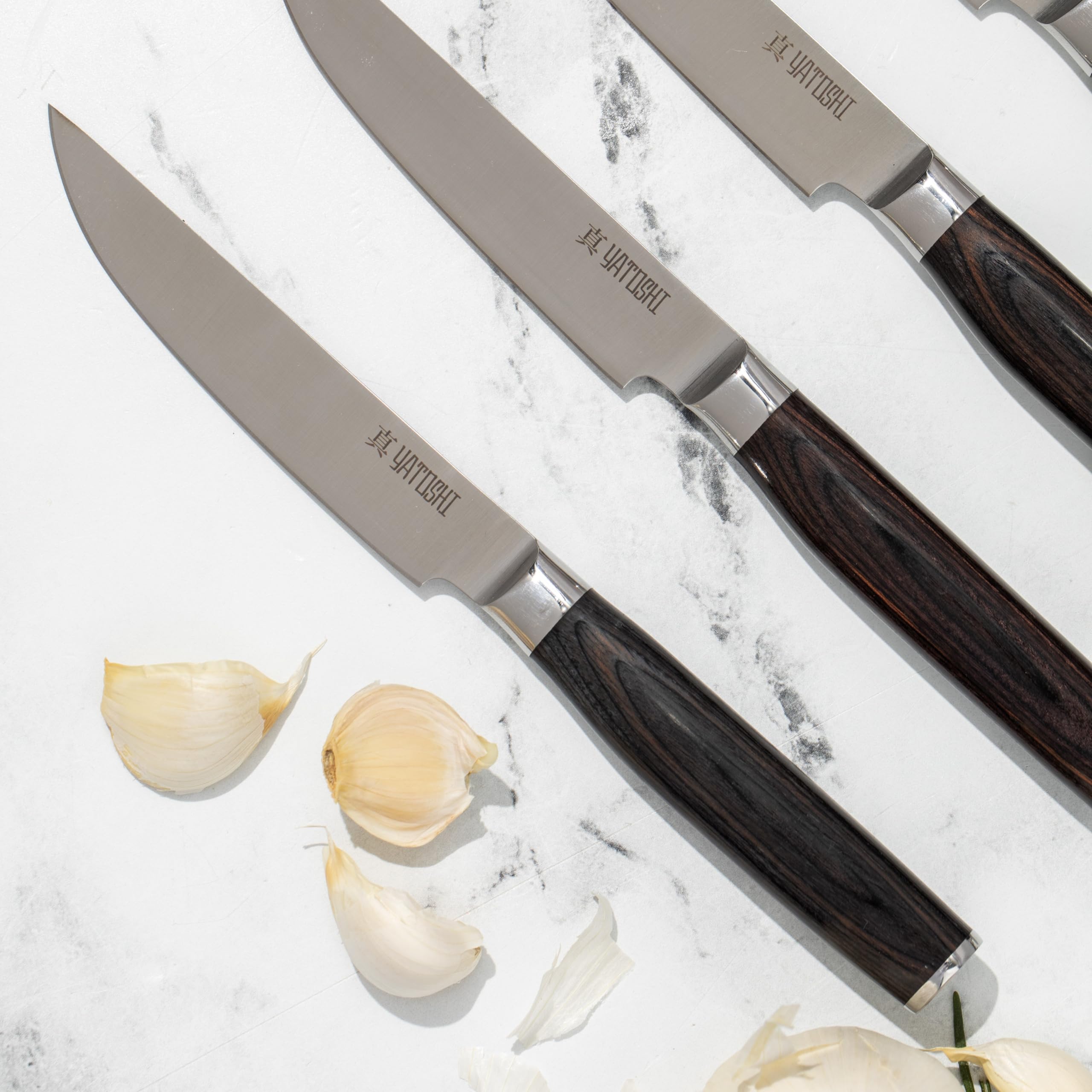 Yatoshi 15-Piece Professional Knife Block Set - Ultra Sharp High Carbon Stainless Steel Kitchen Knives with Ergonomic Handle for Chefs & Home Cooking | Perfect for Meat Cutting, Vegetable Chopping & Food Prep