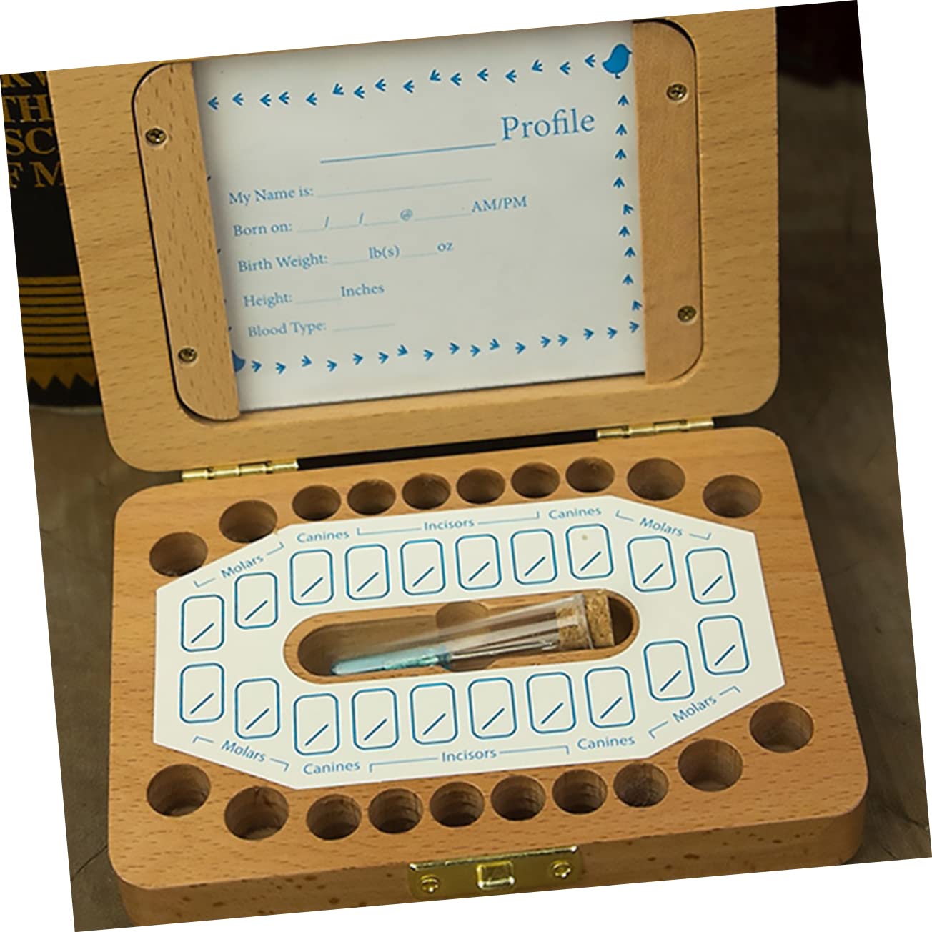 VICASKY Wooden Baby Teeth Keepsake Box - Handcrafted Memory Box for First Tooth, Newborn Keepsakes & Tooth Fairy Gifts for Boys and Girls - Perfect for Baby Showers, Christenings and Childhood Milestones