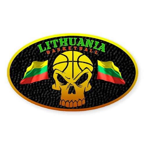 Clear - Lithuania Basketball Oval Sticker