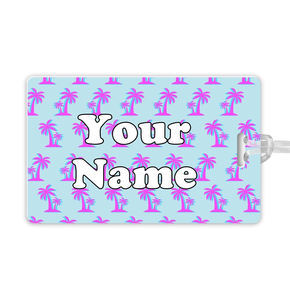 Custom Personalized Waterproof Large Name Tag for Bags - Durable Luggage Tags for Camping, Travel & Kindergarten (Palm Tree Design) | Perfect for Suitcases, Backpacks & School Supplies