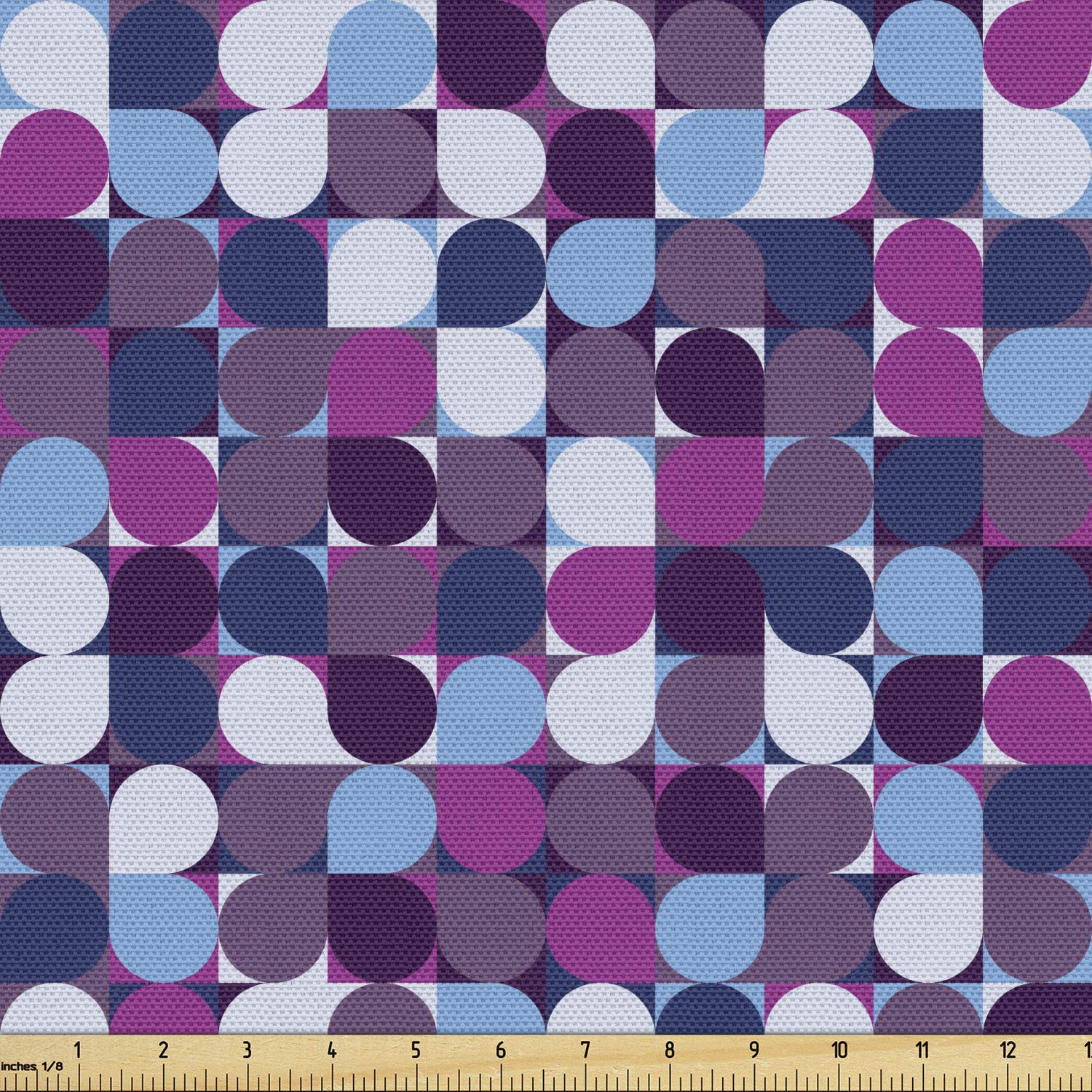 Ambesonne Geometric Fabric by The Yard - Abstract Circle Square Mosaic Modern Lattice Design for Upholstery, Curtains & Home Decor | 10 Yards Multicolor Decorative Fabric | Perfect for DIY Projects, Sofa Covering & Wall Hangings