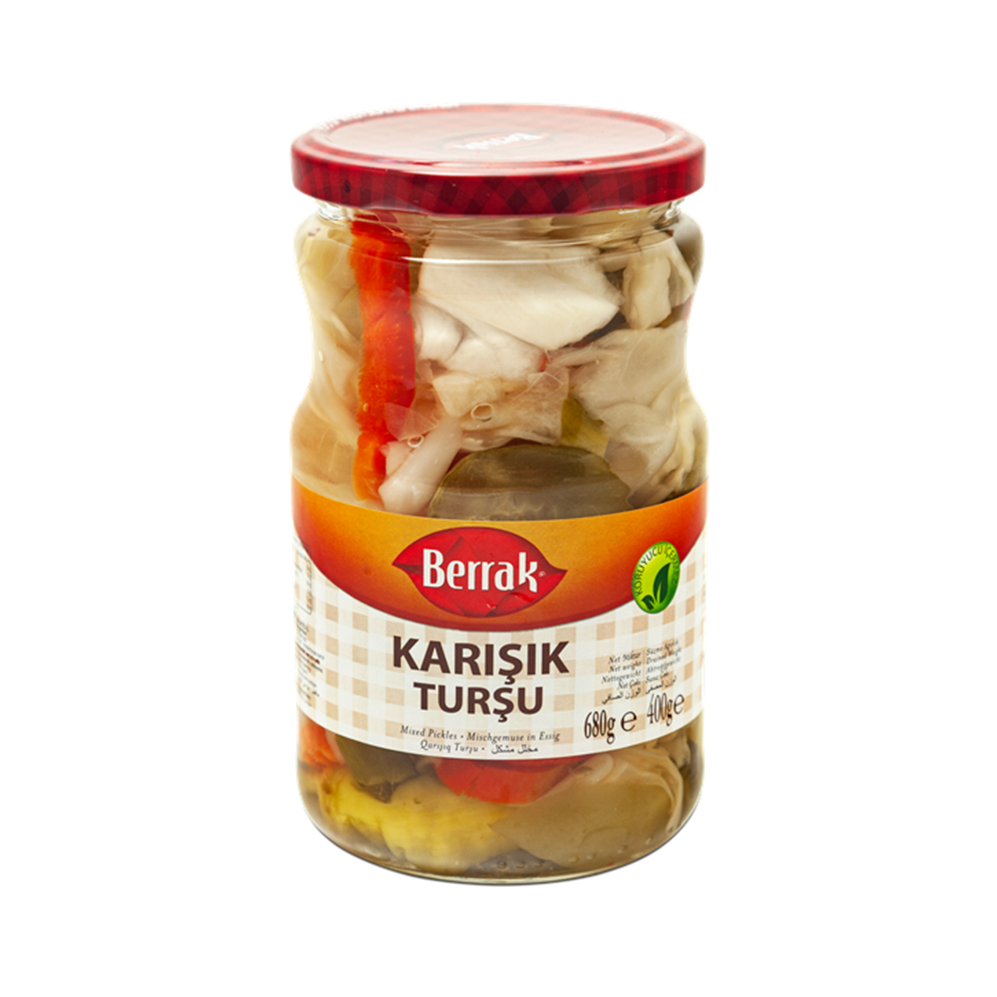 Berrak Mixed Pickles 720ml - Premium Turkish Pickled Vegetables for Sandwiches, Salads & Appetizers