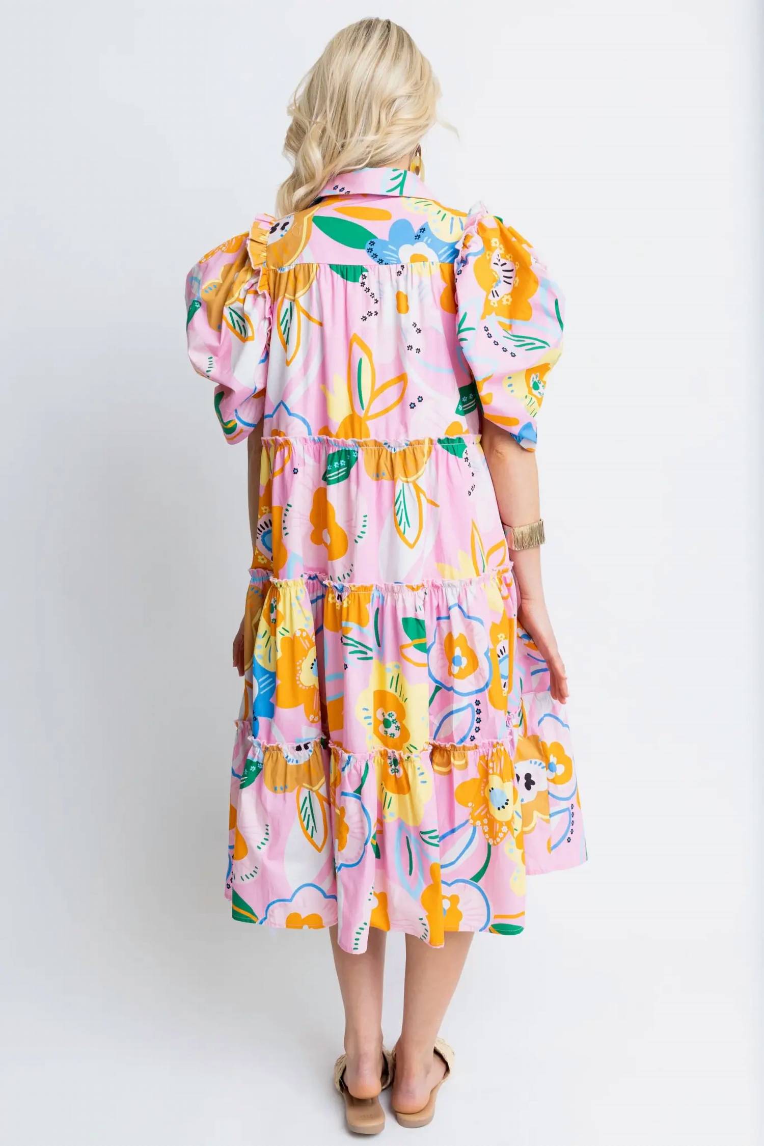 Hey There, Delilah Poplin Artist Midi Dress in Pink - Flowy Summer Dress for Women, Perfect for Date Night, Beach Vacation & Brunch Outings