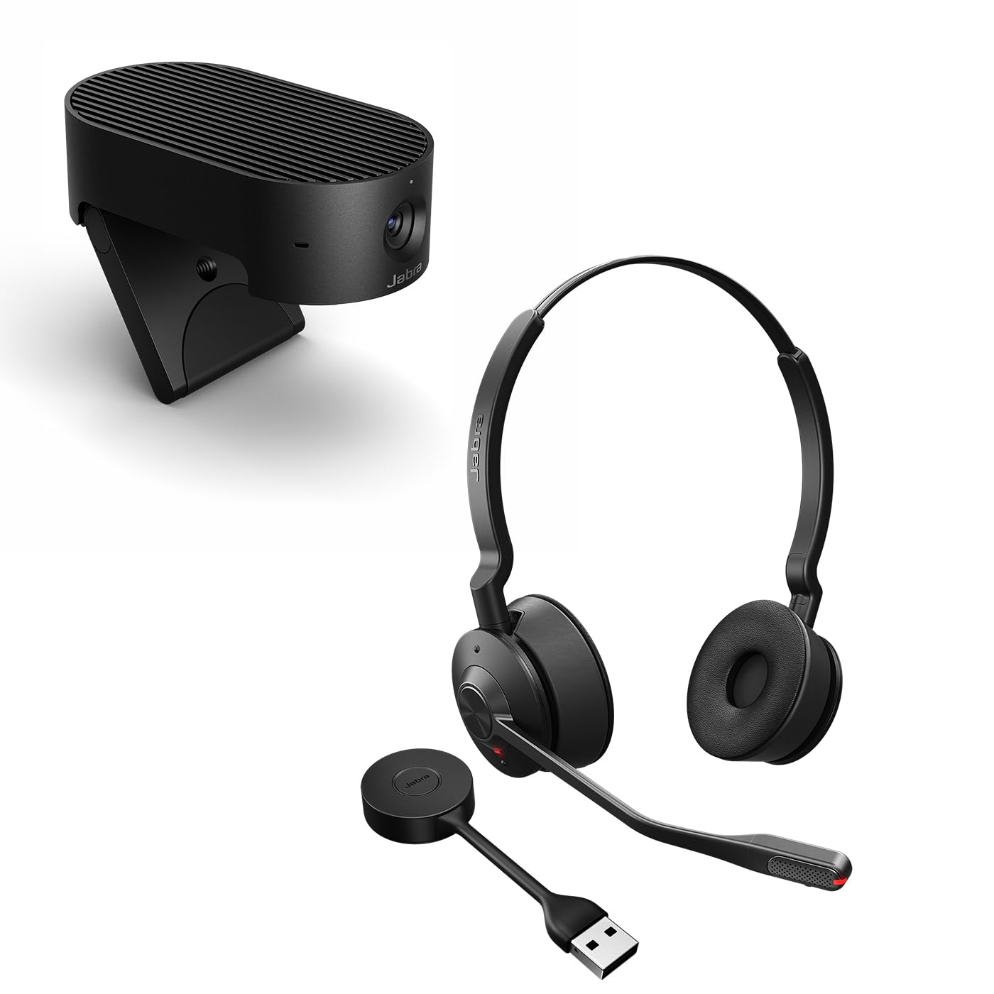 Jabra Engage 55 Stereo Wireless Headset with PanaCast 20 4K AI Video Conferencing Camera Bundle - Certified for Google Meet, Zoom & Microsoft Teams | Professional Office Headphones & Webcam for Remote Work, Online Meetings & Video Calls
