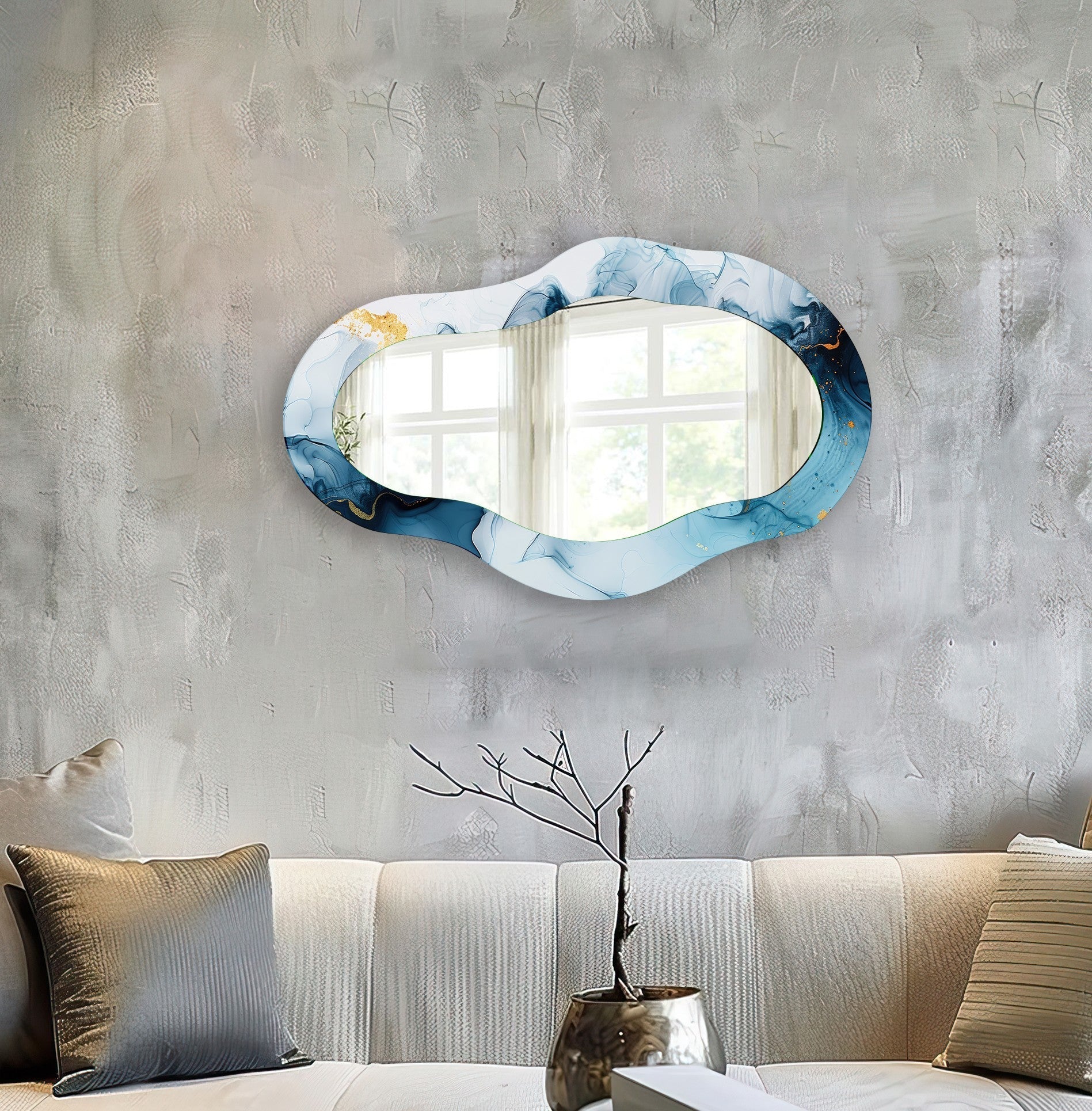 Stylish Blue Entryway Mirror - Full-Length Wall Hanging Decor for Hallway & Foyer - Perfect for Home Decor, Outfit Checks & Space Illusion