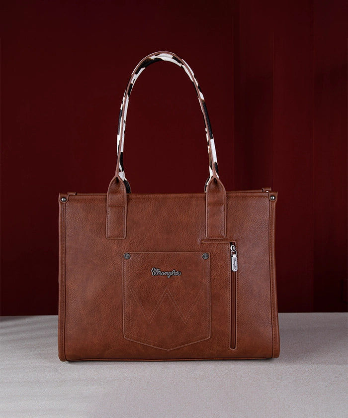 Wrangler Cow Print Wide Tote Bag - Stylish & Spacious Women's Handbag for Work, Travel & Shopping