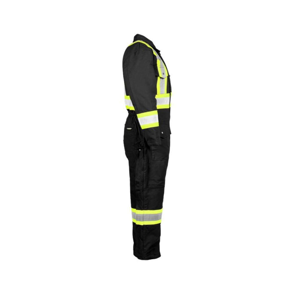 Terra Men's High Visibility Insulated Coverall 116571BK - Black Workwear for Construction, Road Work & Winter Safety