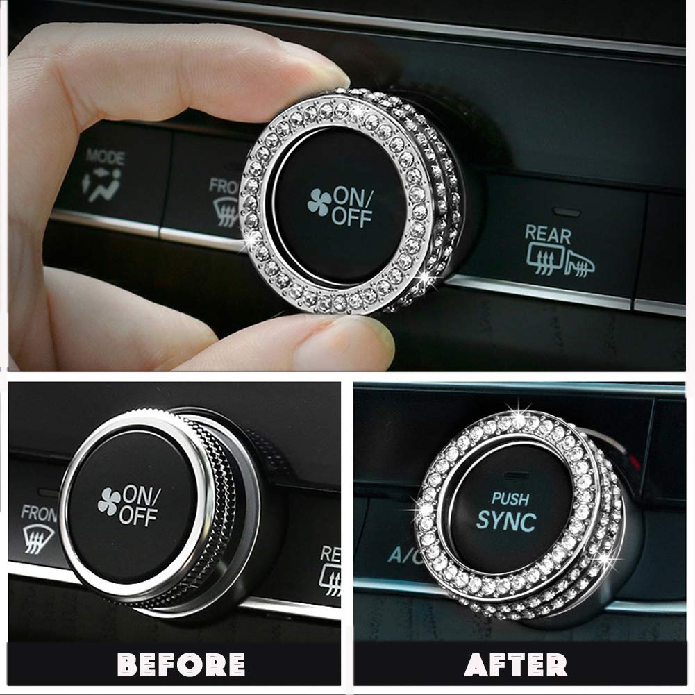 GeeGee 3-Piece Rhinestone AC Knob Covers - Bling Crystal Decor for 10th Gen Honda Accord - Interior Car Accessories & Dashboard Decals (Perfect for Adding Luxury Style to Your Vehicle's AC Controls)