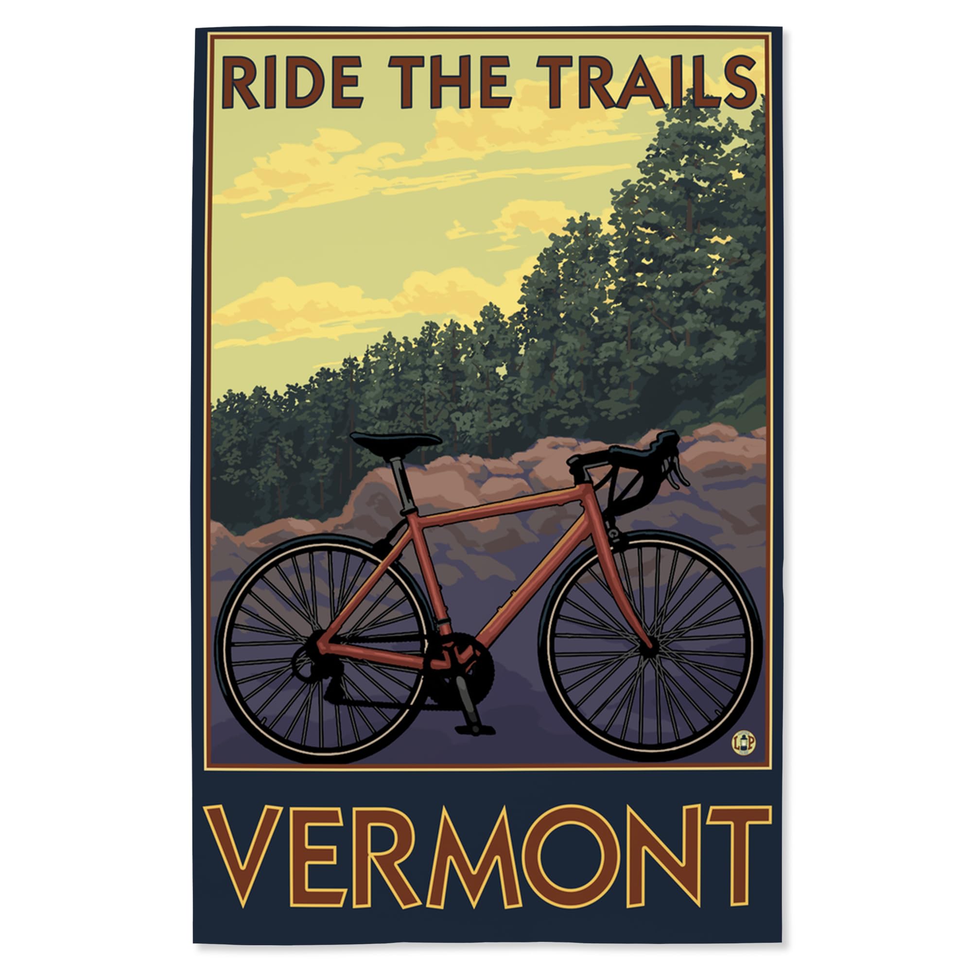 Lantern Press 16x24 Inch Giclee Art Print - Vermont Bicycle Scene Wall Decor | Premium Canvas Painting for Living Room, Bedroom & Office