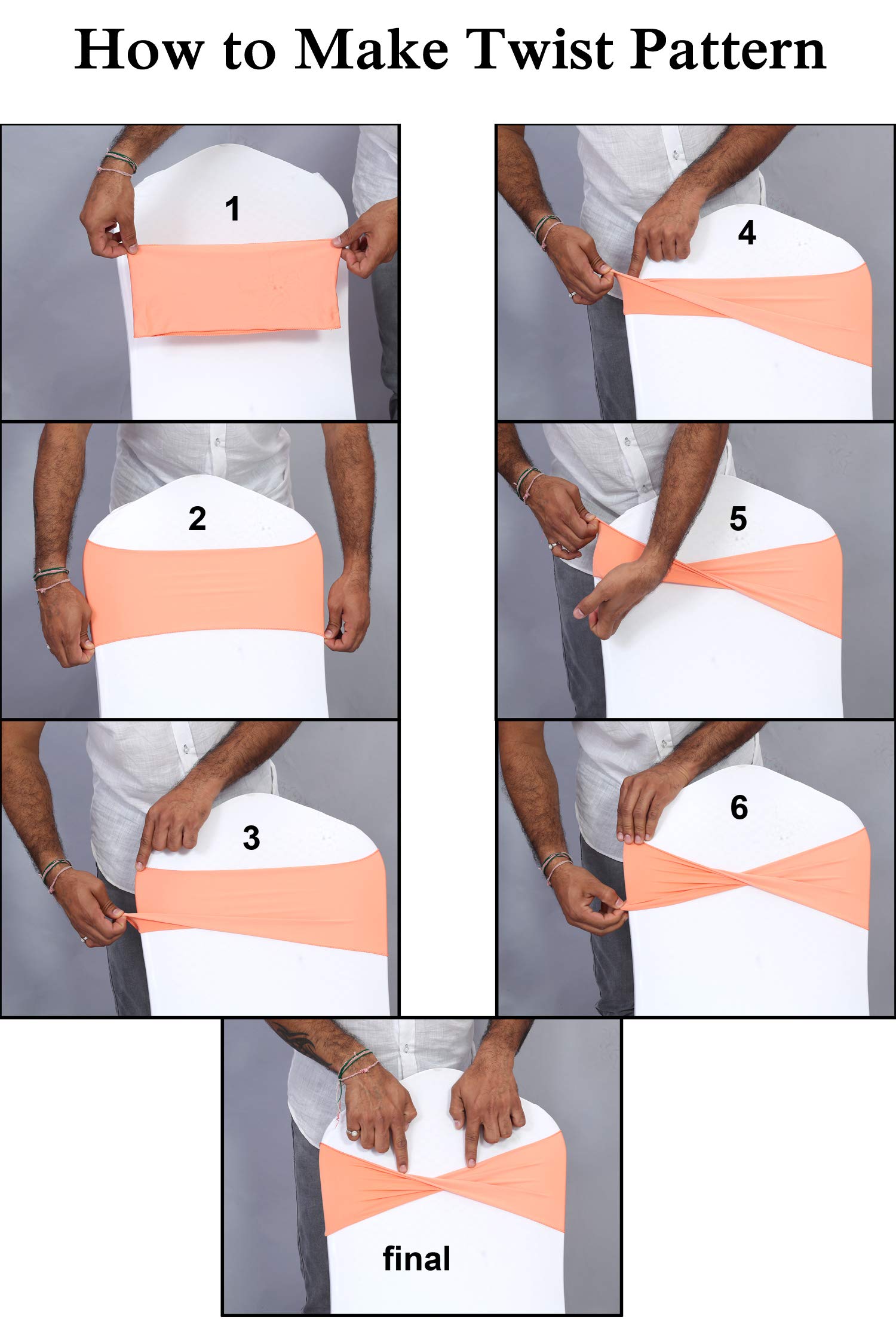 100 PCS Spandex Wedding Chair Bands Sashes Bow Tie Set - Elegant Pink Chair Decor for Wedding, Party & Event Decorations